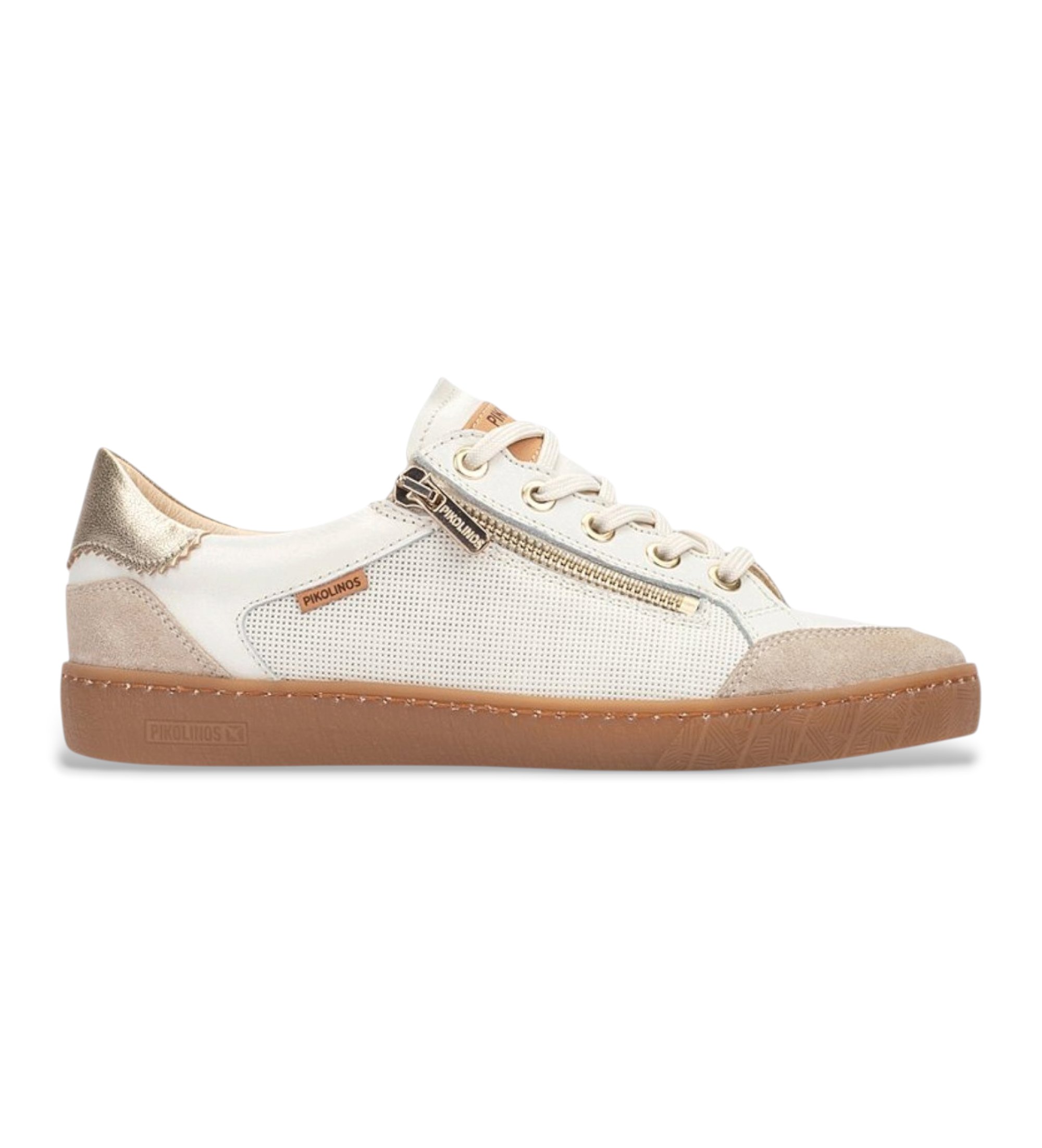 Pikolinos für Damen. W7B-6737C2 Leder Turnschuhe Lanzarote off-white (36), Weiß, Wohnung, Schnürsenkel, Reißverschluss, Lässig