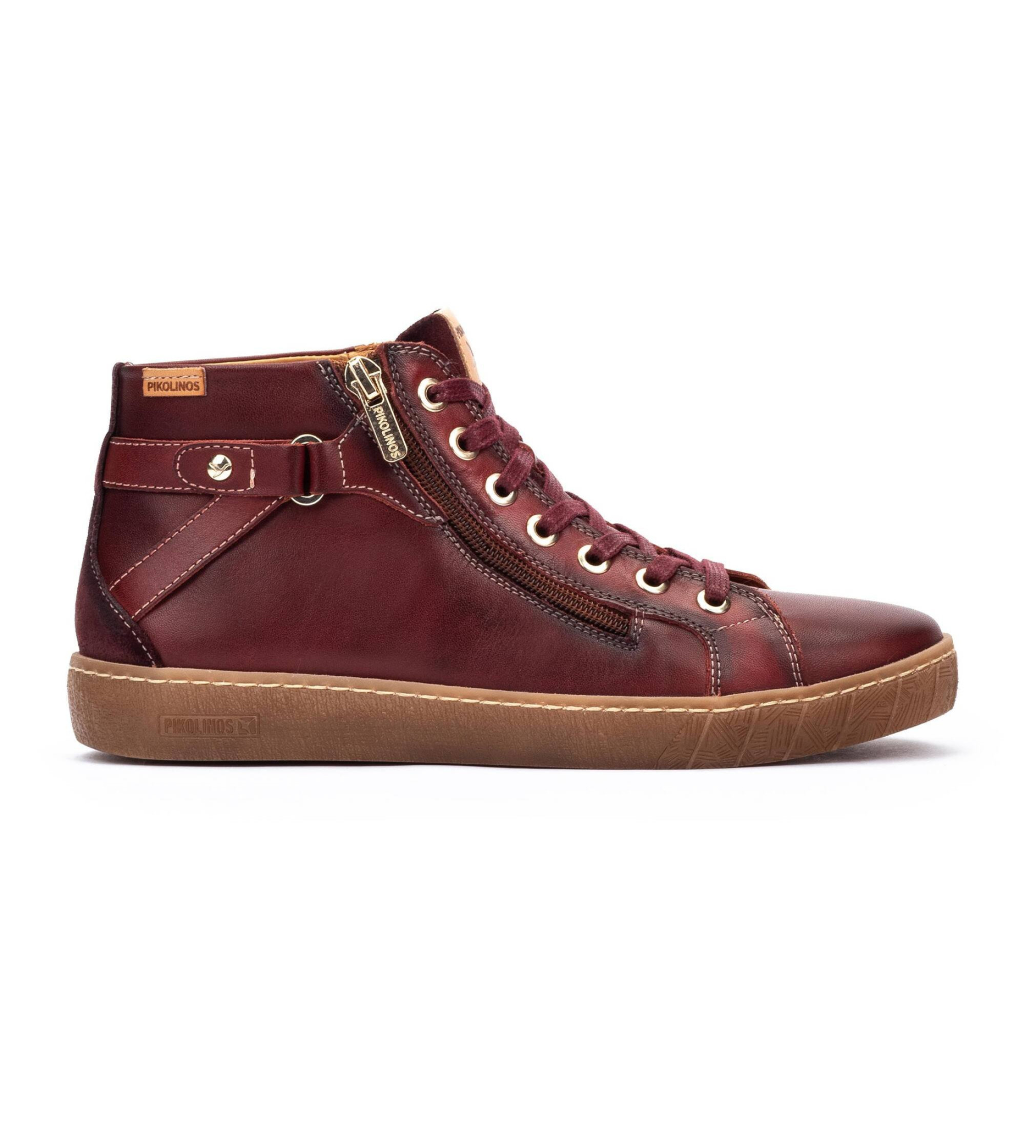 Pikolinos für Damen. W7B-8868C1 Lanzarote dunkelbraune Lederturnschuhe (40), Wohnung, Reißverschluss, Lässig