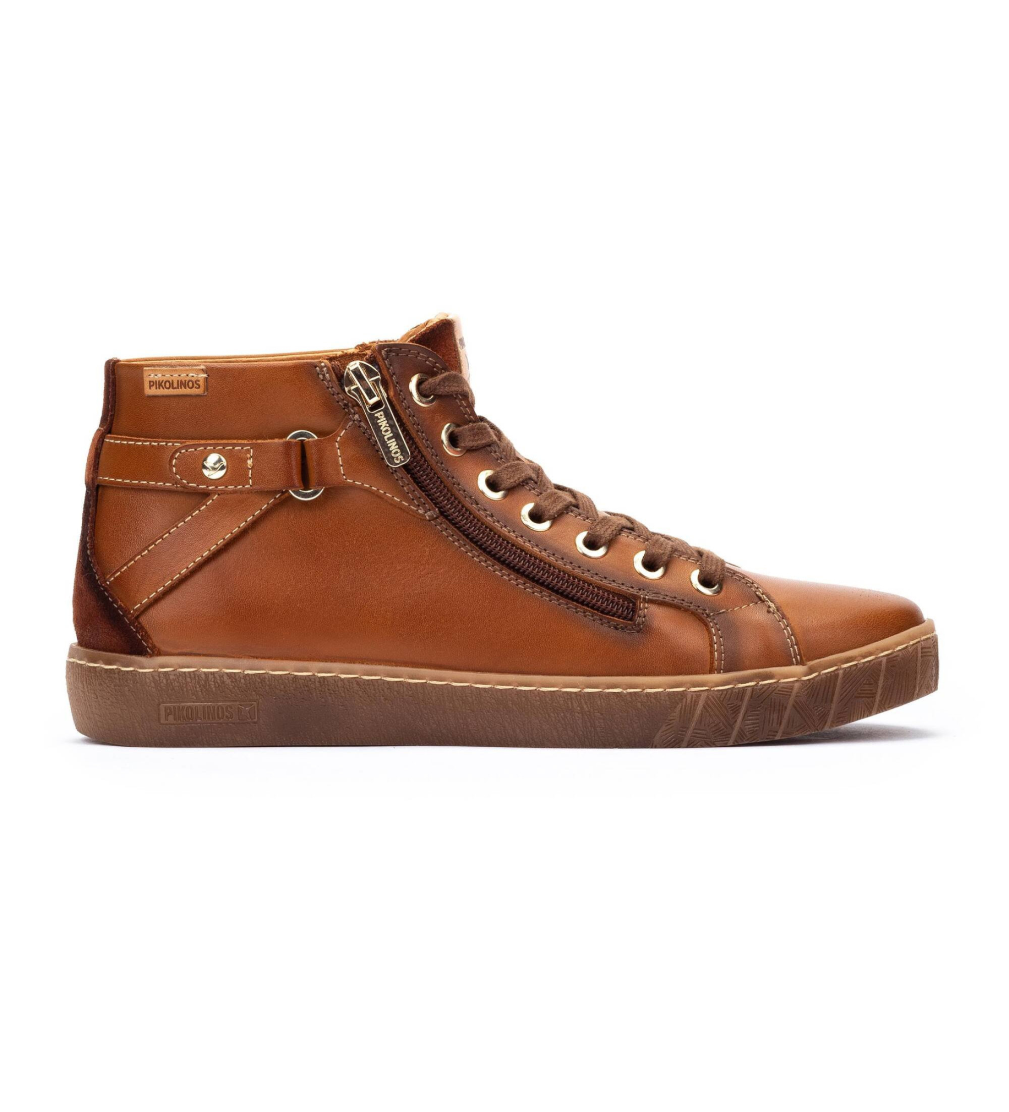Pikolinos für Damen. W7B-8868C1 Braune Lanzarote Leder-Sneakers (37), Wohnung, Reißverschluss, Lässig