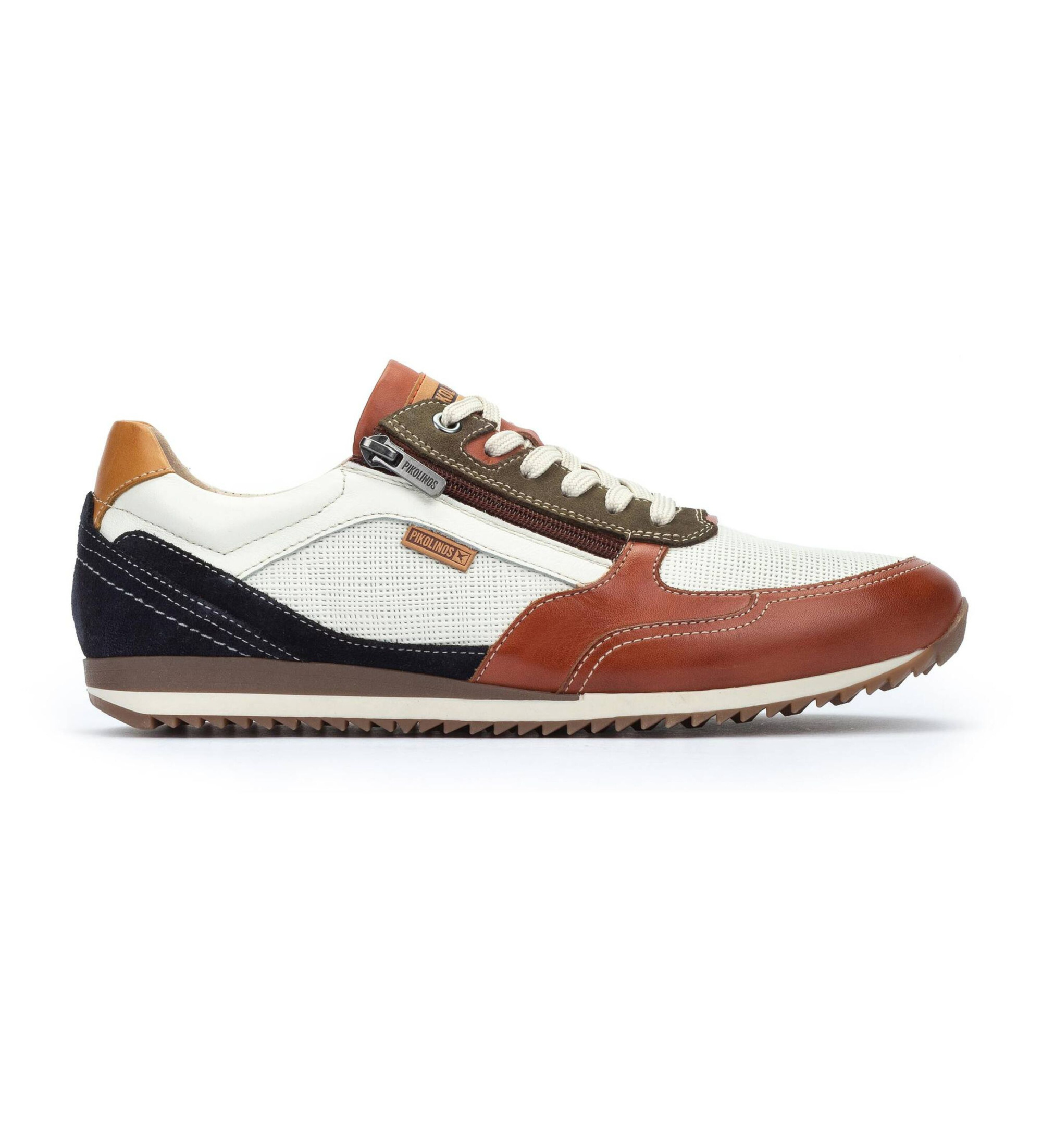 Pikolinosvoor mannen. M2A-6292C2 Liverpool Leren Sneakers Wit (43), Leer, Plat, Veters, Ritssluiting, Casual