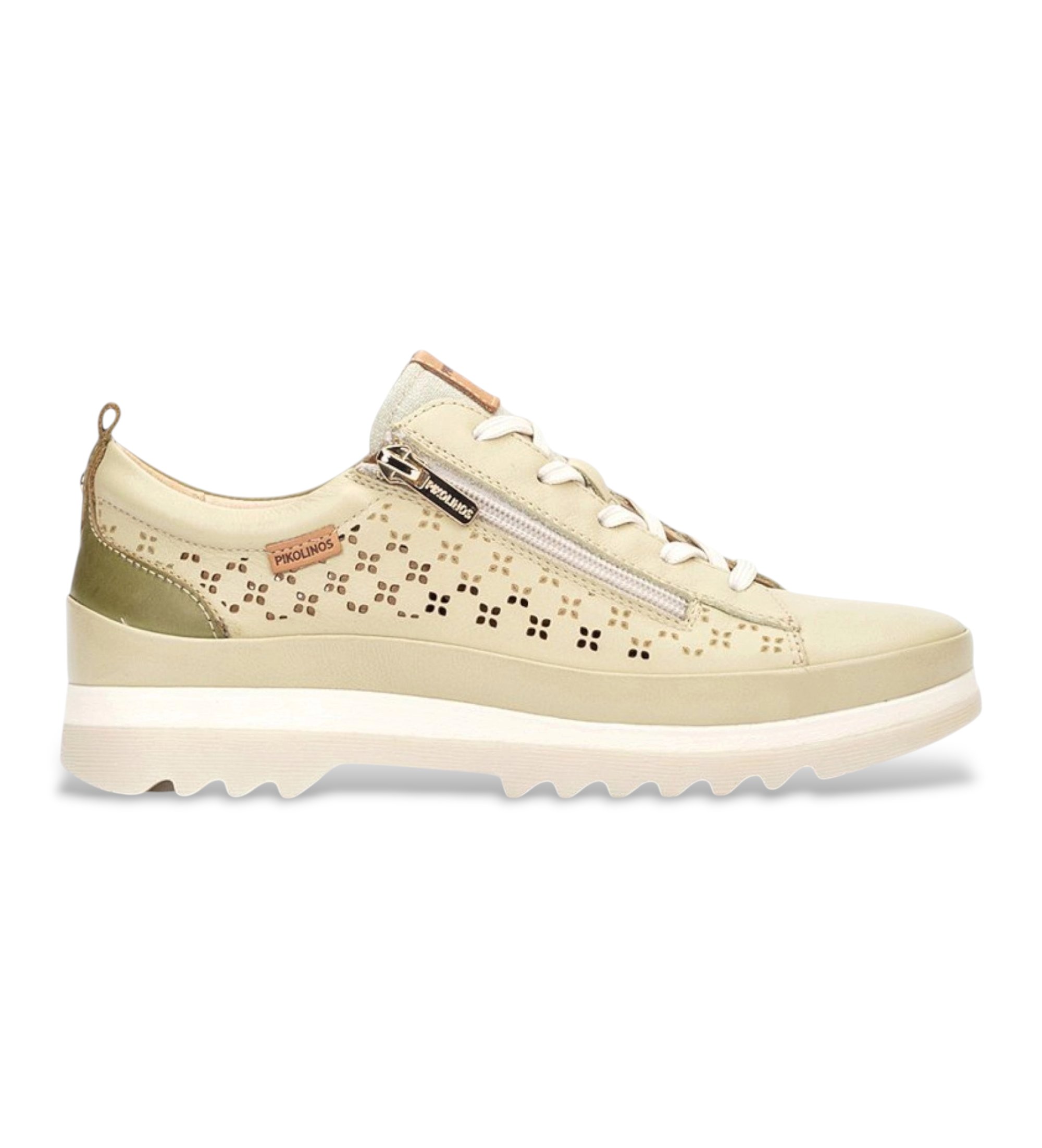 Pikolinos für Damen. W3W-6841C1 Leder Turnschuhe Vigo grün (38), 1 bis 3 cm, Schnürsenkel, Reißverschluss, Lässig