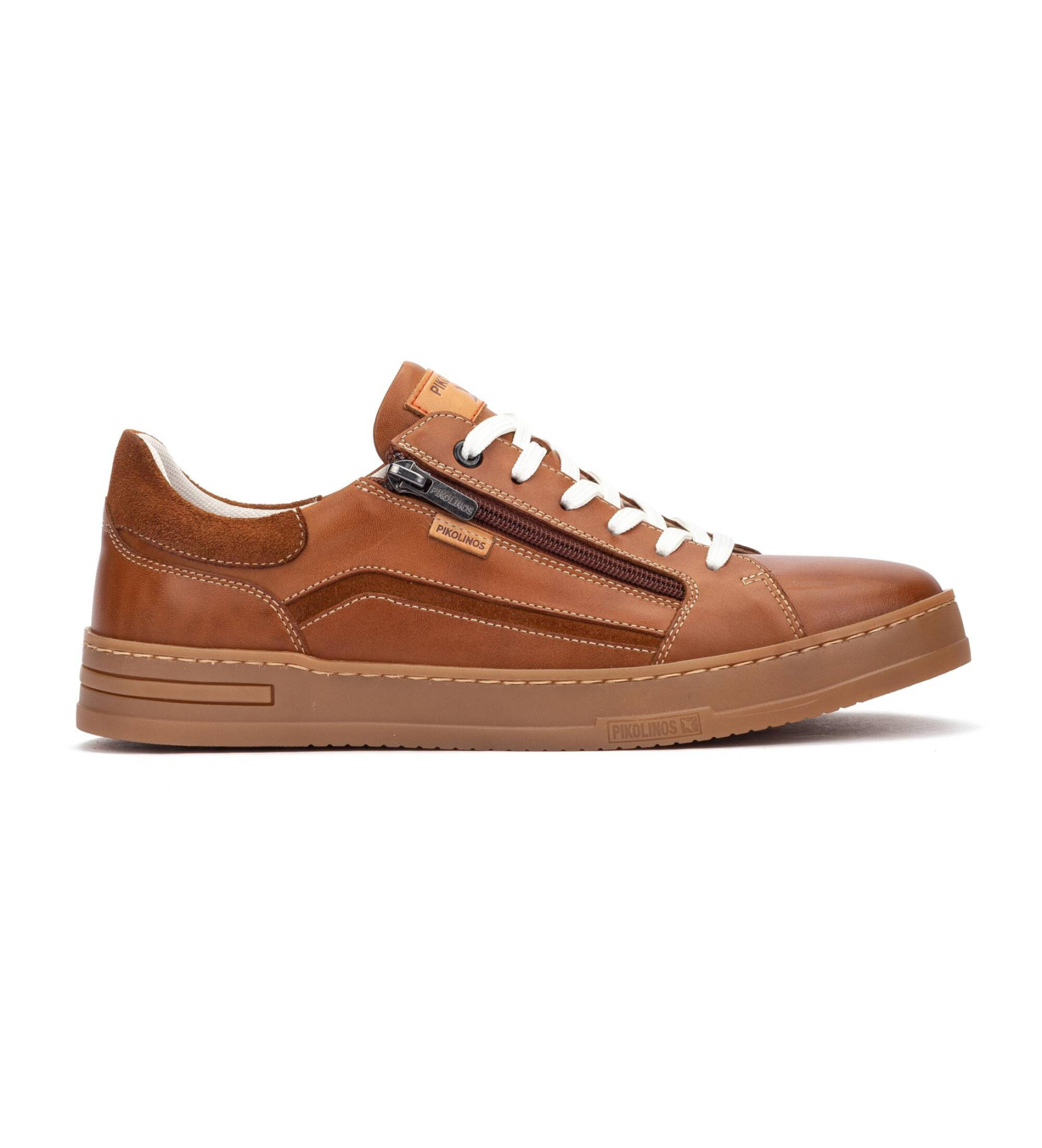 Pikolinos für Herren. M1K-6422C2 Braune Xativa Leder Turnschuhe (44), Wohnung, Schnürsenkel, Reißverschluss, Lässig