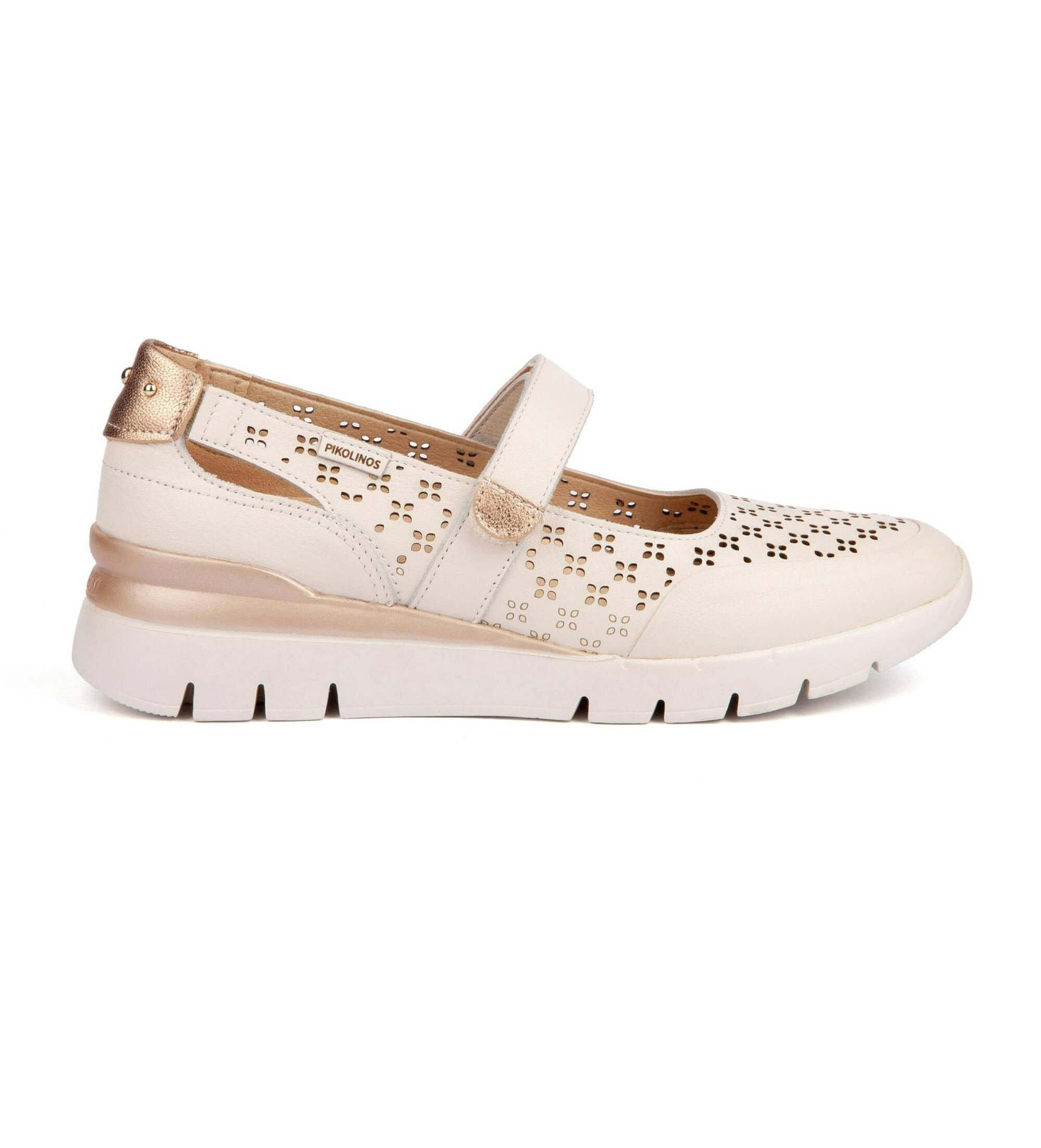 Pikolinos für Damen. W4R-6774C1 Off-White Cantabria Ballettpumps aus Leder (36), Beige, 1 bis 3 cm, Klettverschluss, Lässig