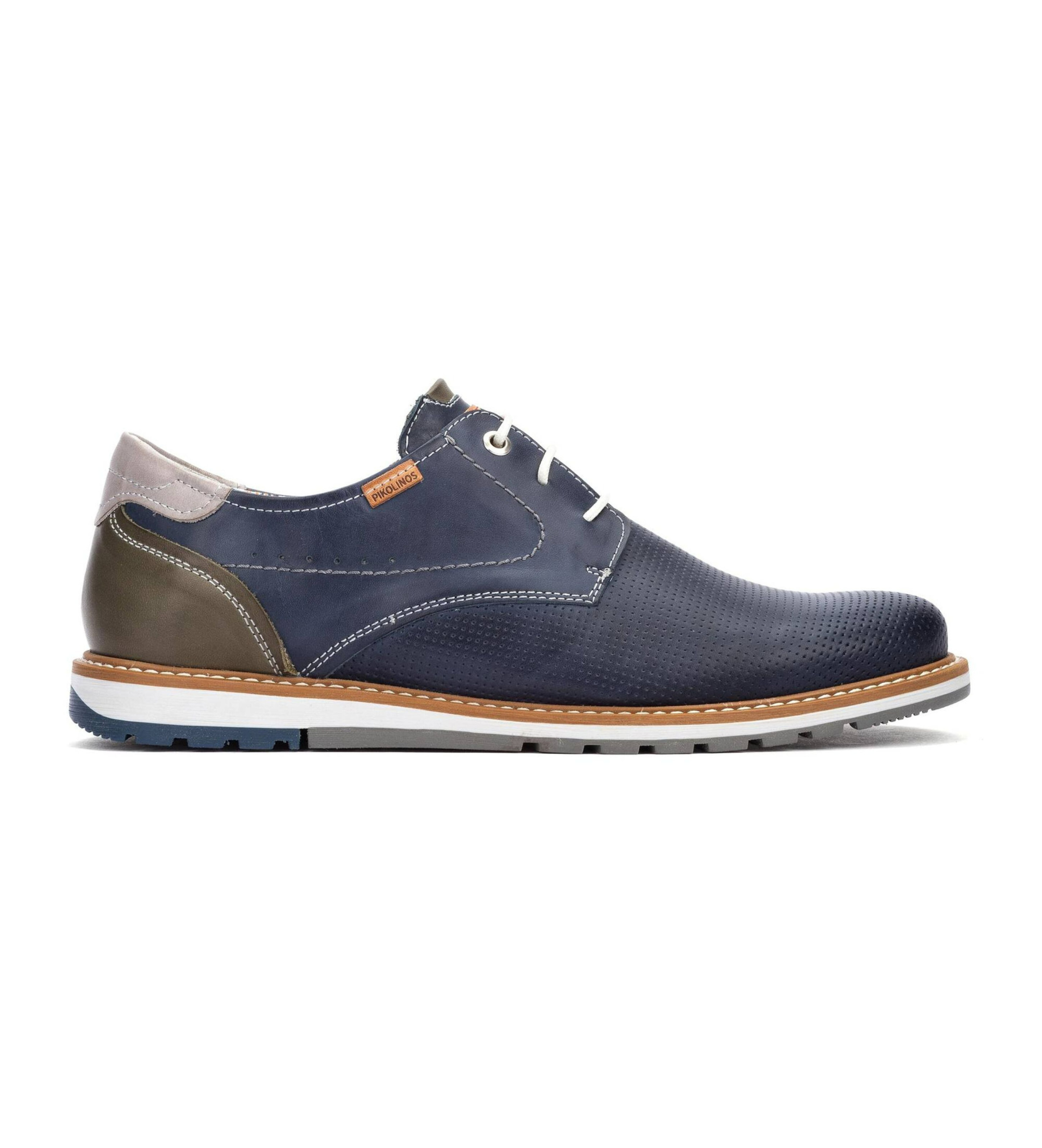 Pikolinos für Herren. M8J-4322C1 Berna Blaue Leder-Slipper (44), Wohnung, Schnürsenkel, Lässig