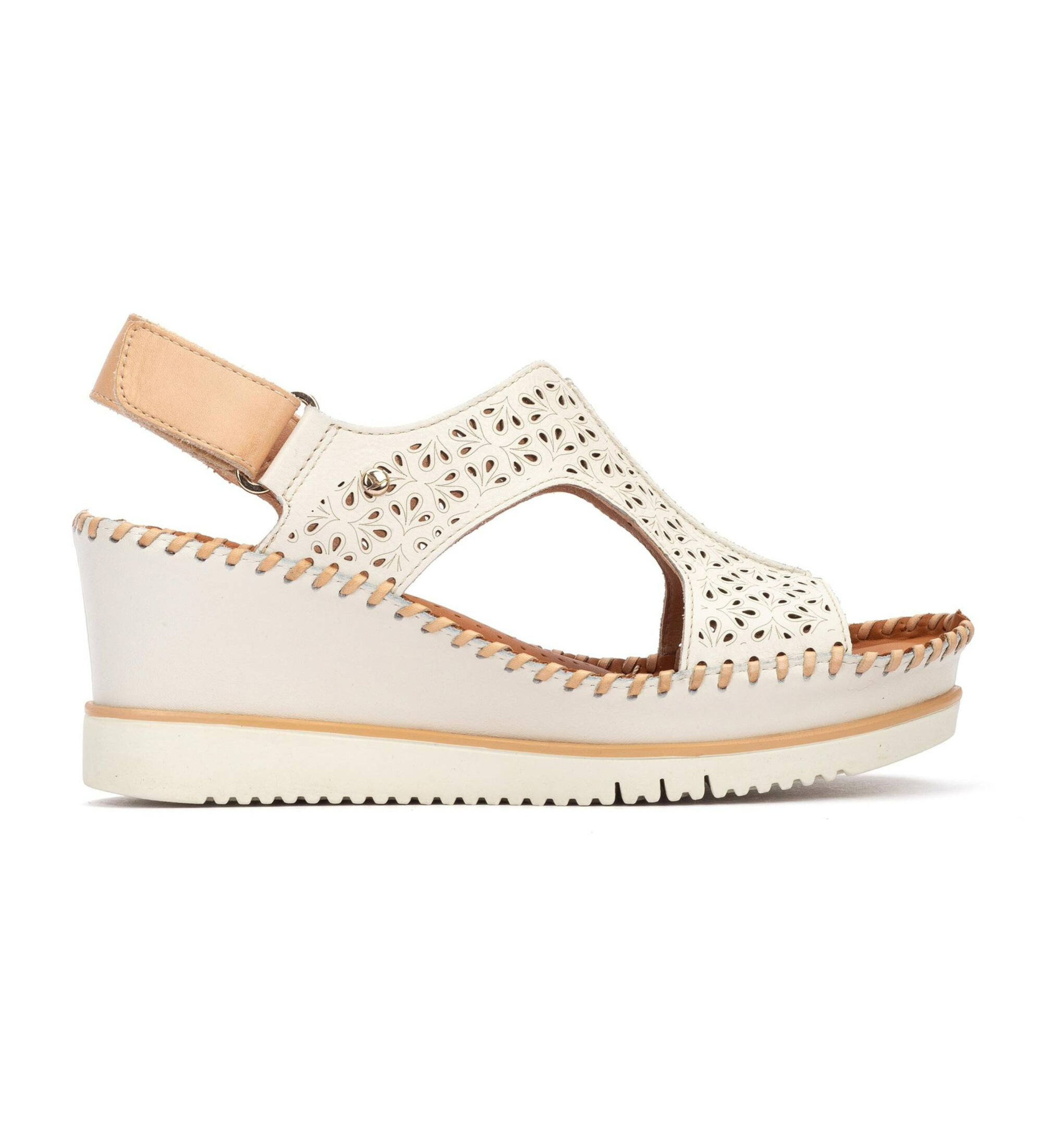 Pikolinos für Damen. W3Z-1623C1 Weiße Ledersandalen von Aguadulce (40), 5 bis 8 cm, Klettverschluss, Lässig