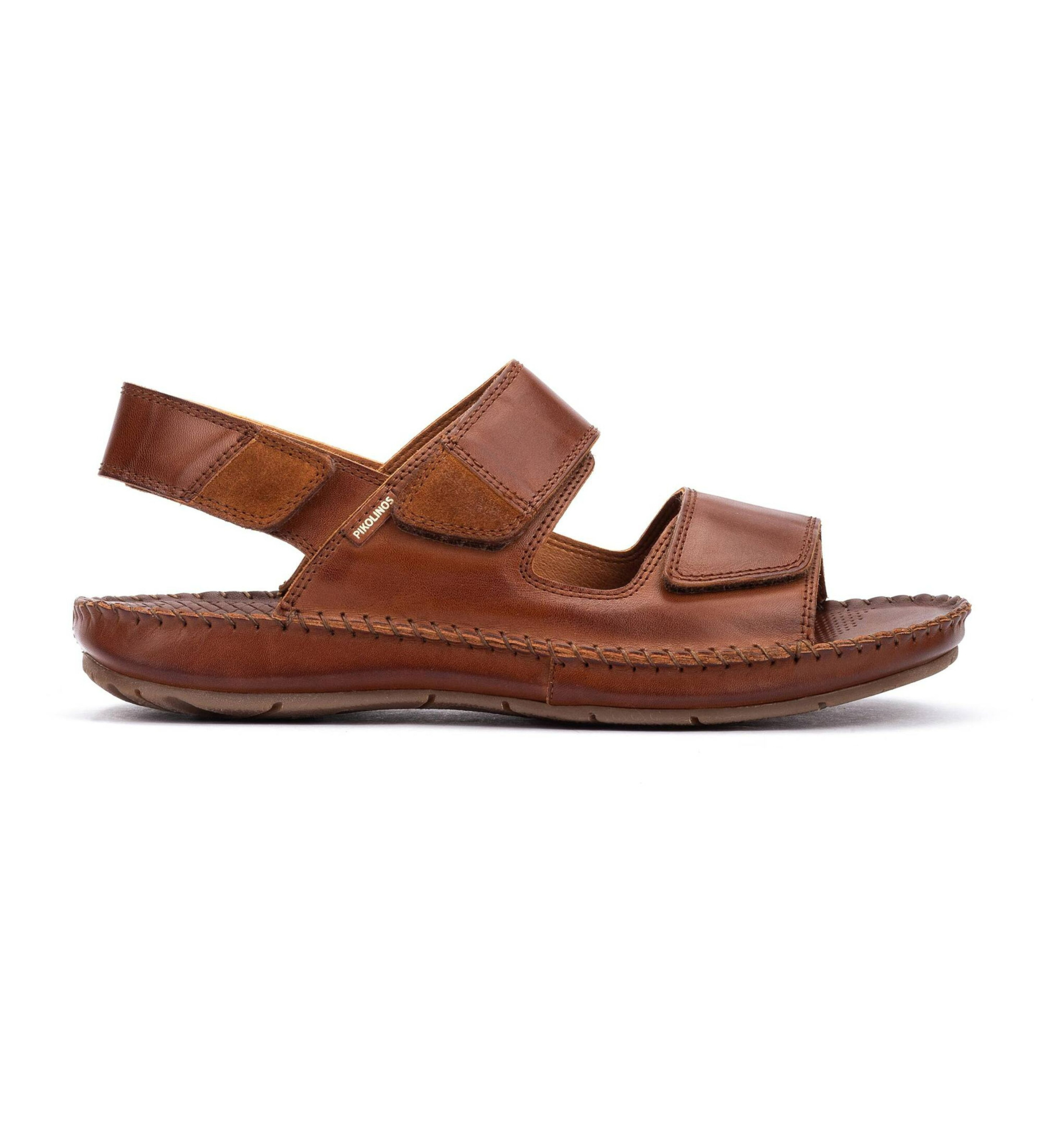 Pikolinos für Herren. 06J-0017C1 Braune Ledersandalen Tarifa (40), Wohnung, Klettverschluss, Lässig