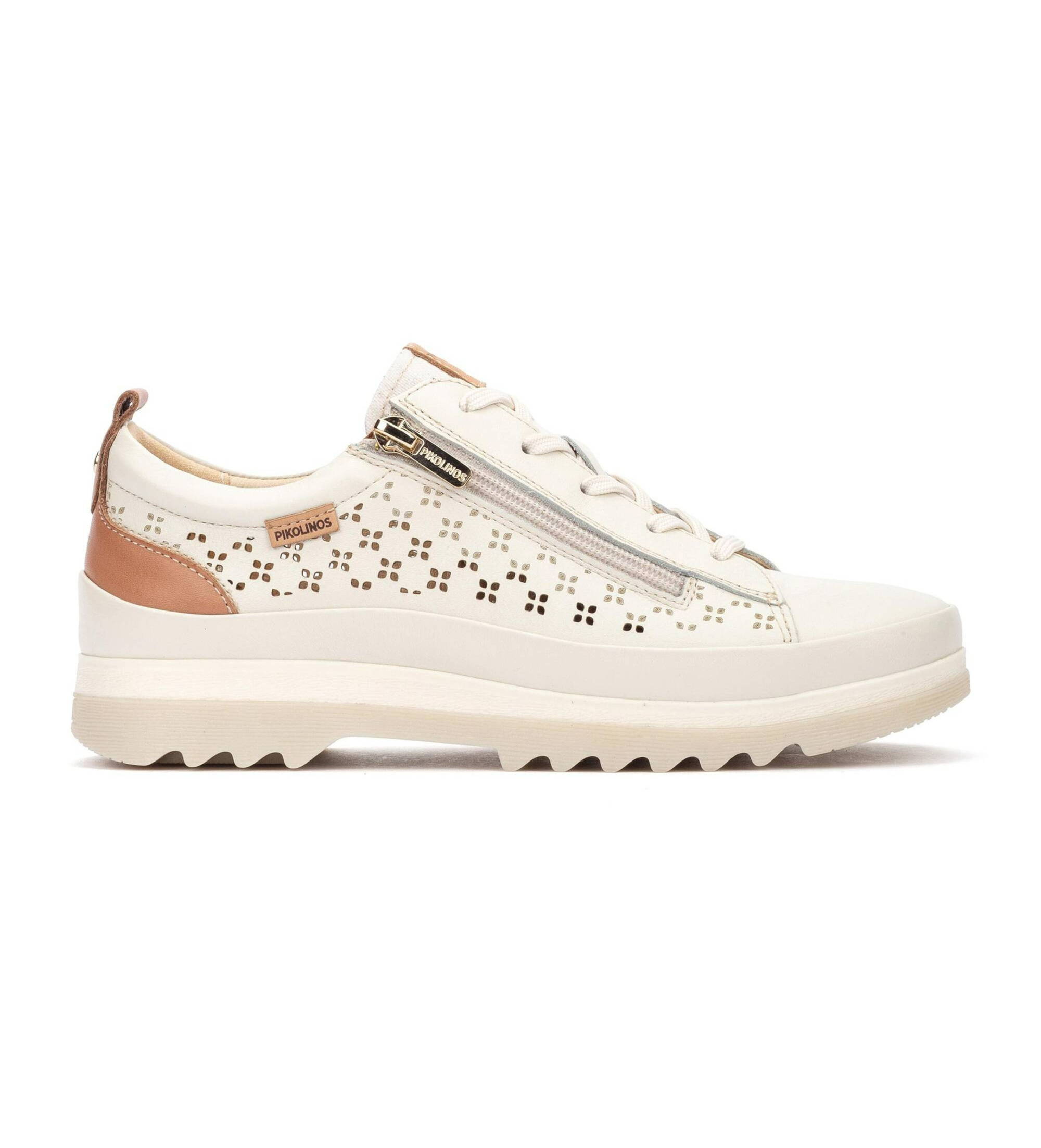Pikolinos für Damen. W3W-6841C1 Off-white Vigo Turnschuhe aus Leder (36), Weiß, 3 bis 5 cm, Schnürsenkel, Reißverschluss, Lässig