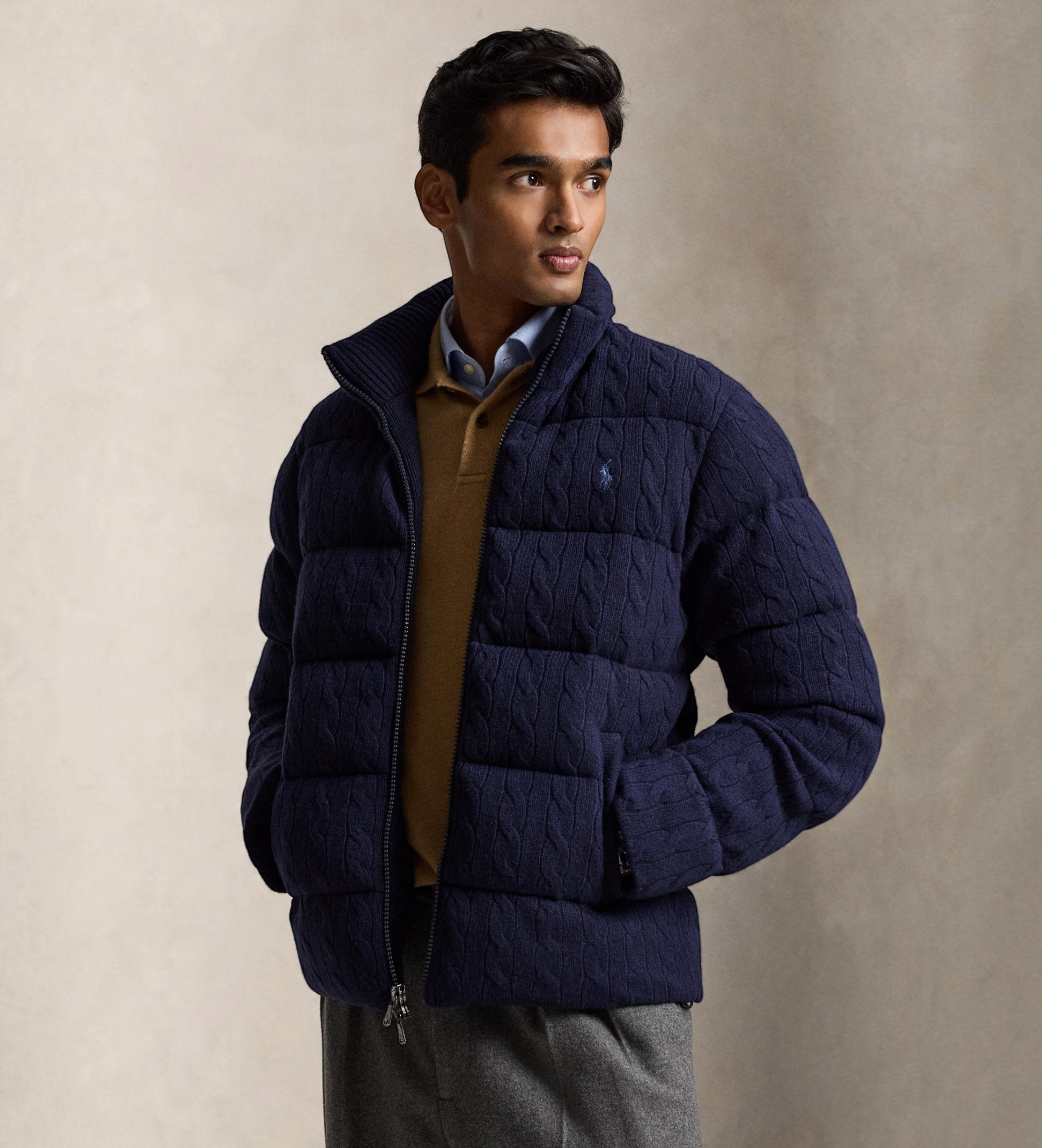 Polo Ralph Laurenvoor mannen. 710B26796001 Jas van wol en cashmere, blauw (M), Klassiek