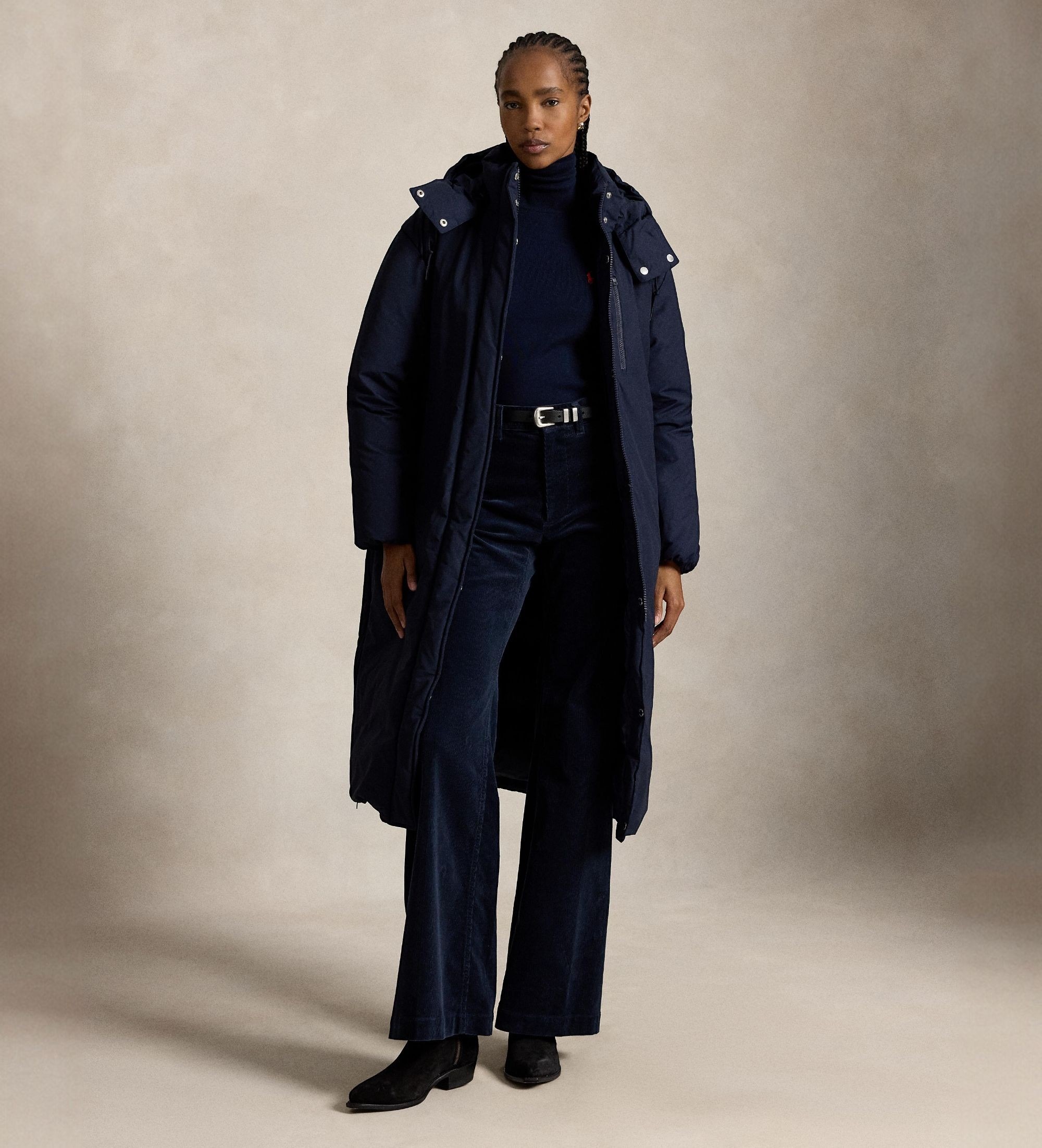 Polo Ralph Lauren für Damen. 211A97137001 Mittelschwere gesteppte Daunenjacke in Marineblau (M), Lässig, Baumwolle, Nylon, Langarm