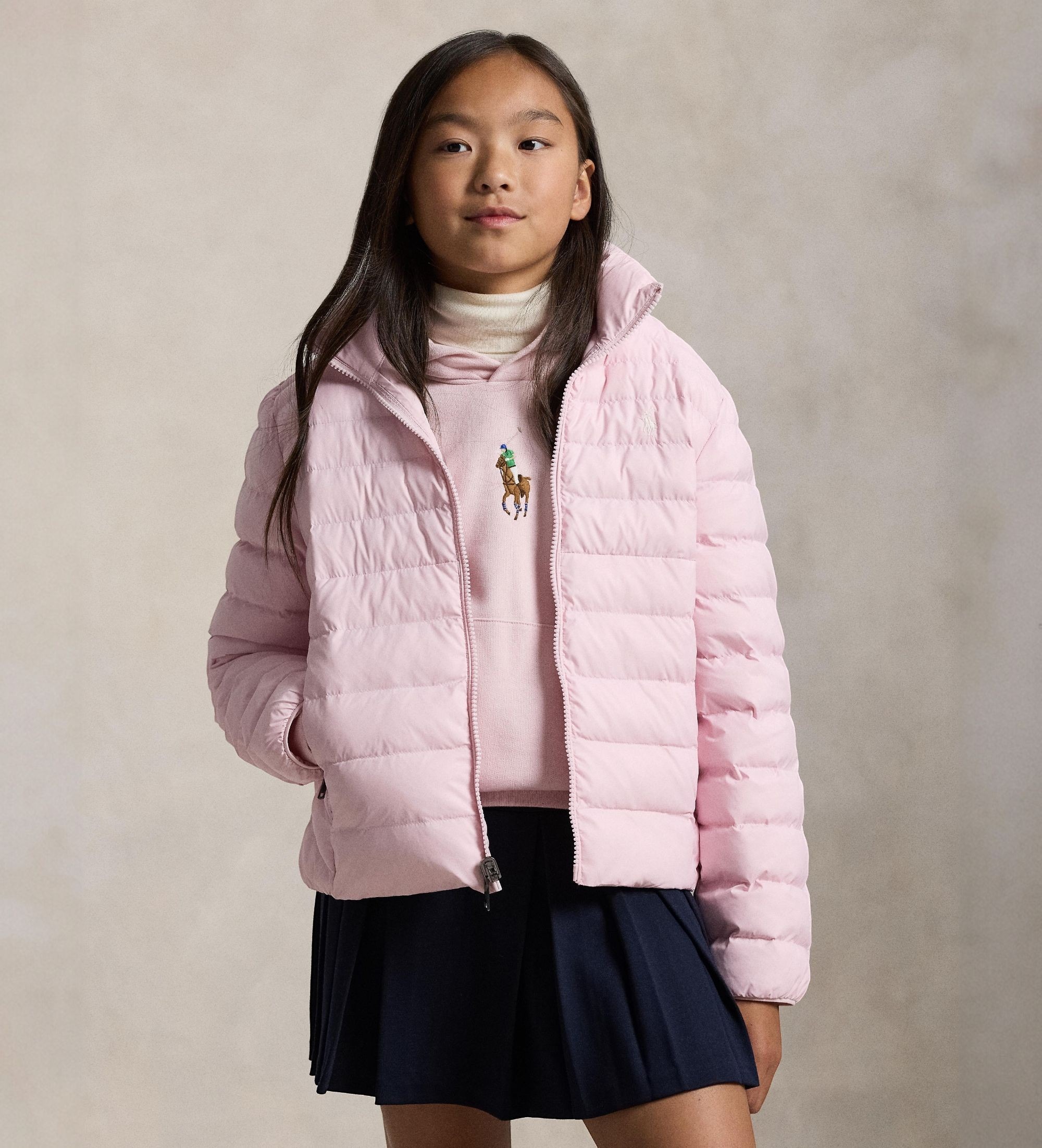 Polo Ralph Lauren für Mädchen. 323969870003 Faltbarer Steppmantel rosa ((XL) 13/14Años= 163/174cm), Lässig, Recyceltes Polyester, Kinderbekl