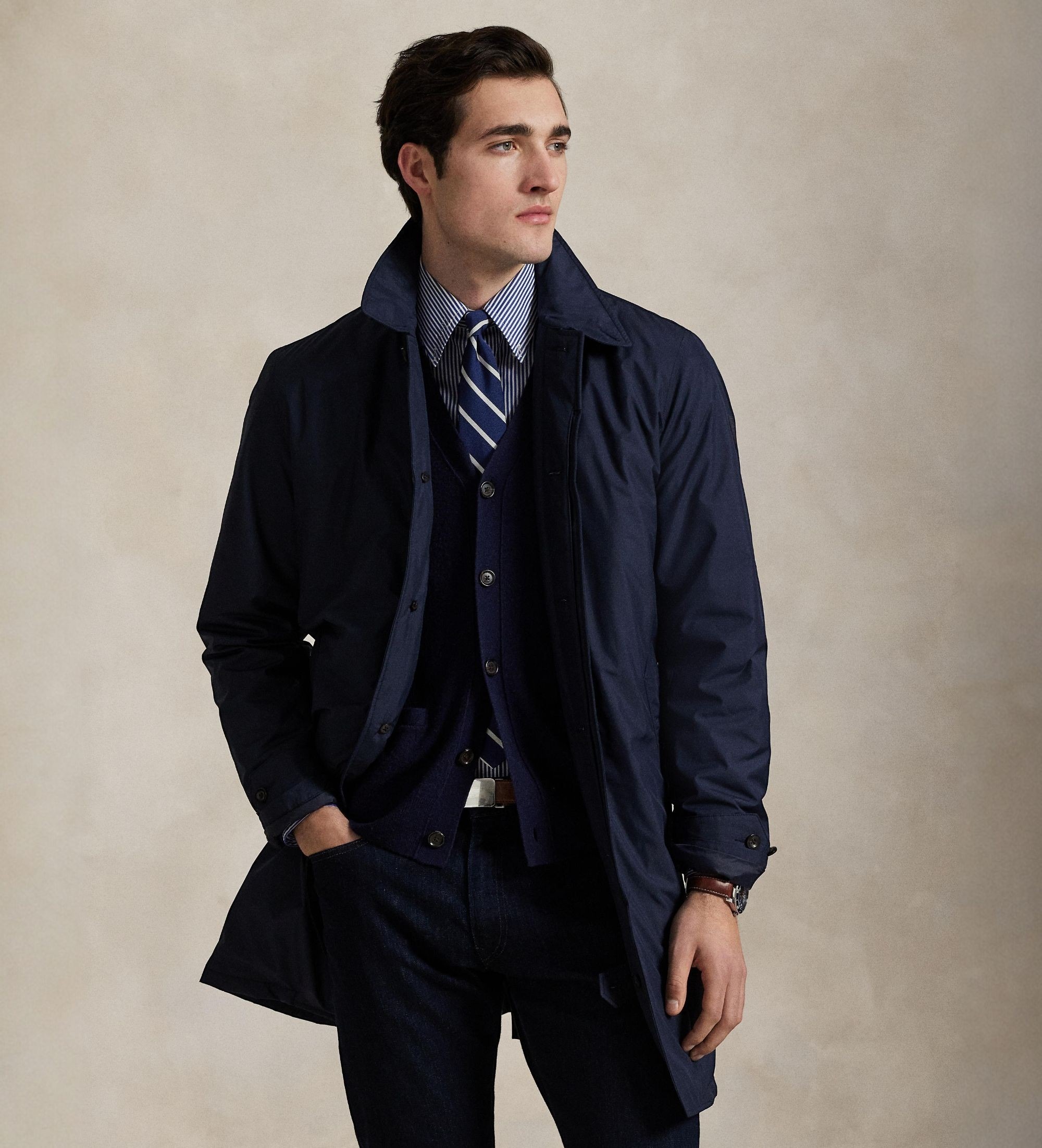 Polo Ralph Laurenvoor mannen. 710970435001 Waterafstotende inpakbare waterdichte jas (XL), Casual, Polyester, Marineblauw