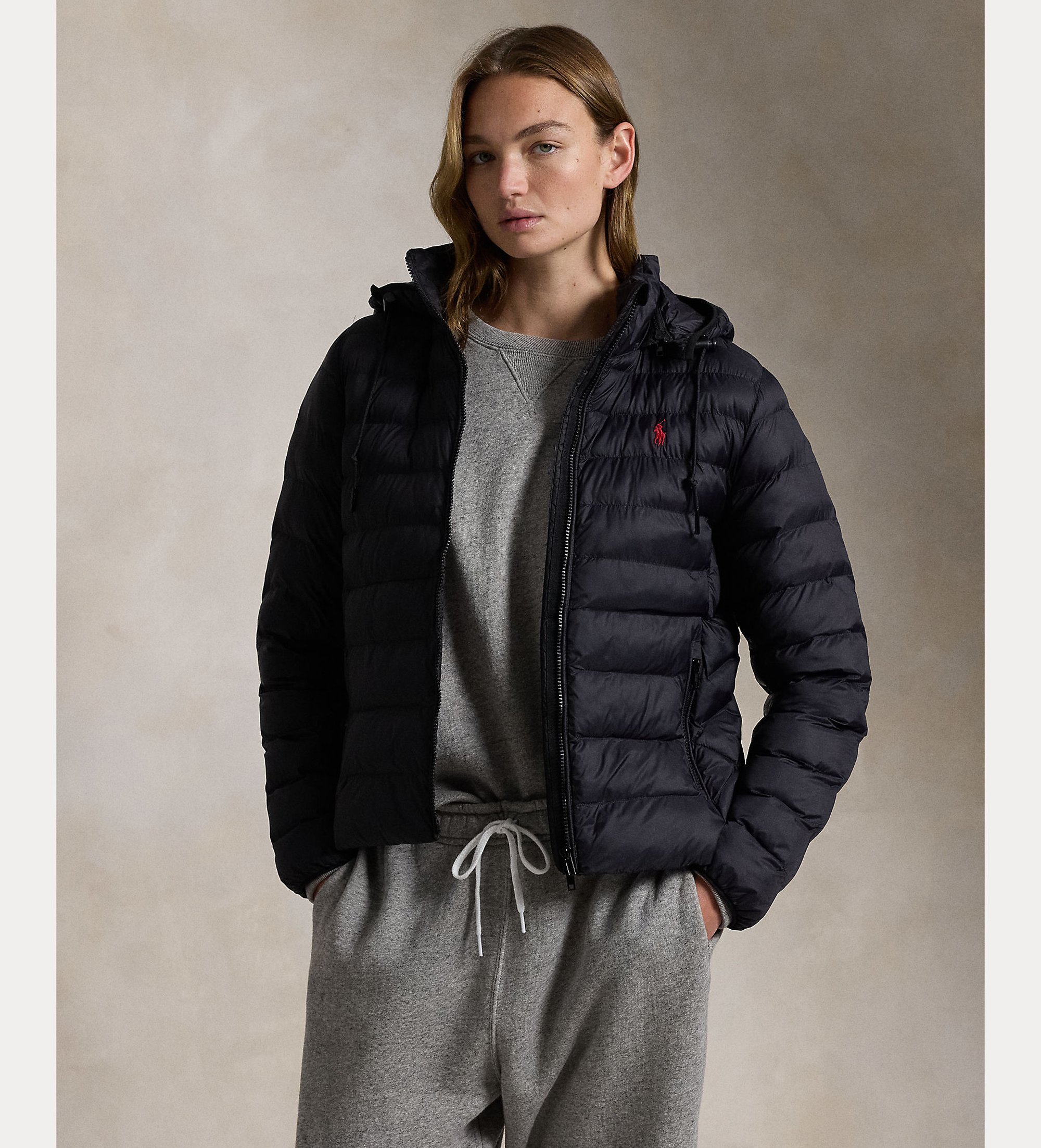Polo Ralph Lauren für Damen. 211958932002 Wasserabweisender Mantel schwarz (L), Lässig, Nylon