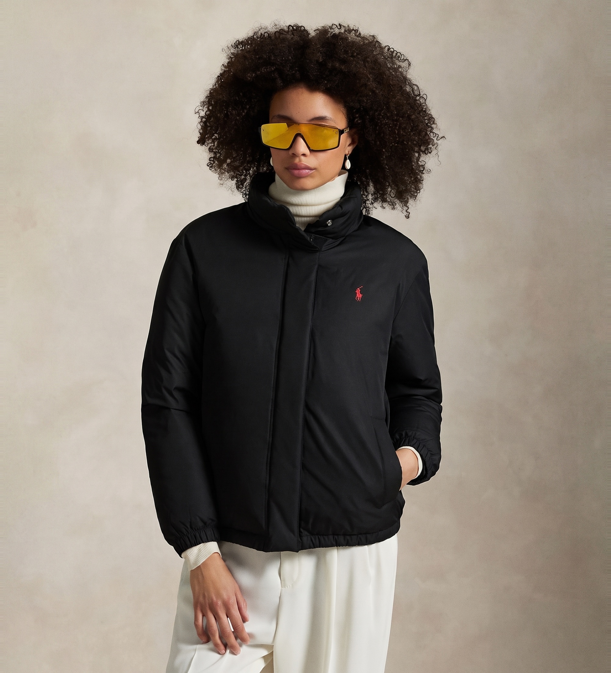 Polo Ralph Lauren für Damen. 211977961001 Wasserabweisender Mantel schwarz (S), Lässig, Recyceltes Polyester, Nachhaltig, Marine