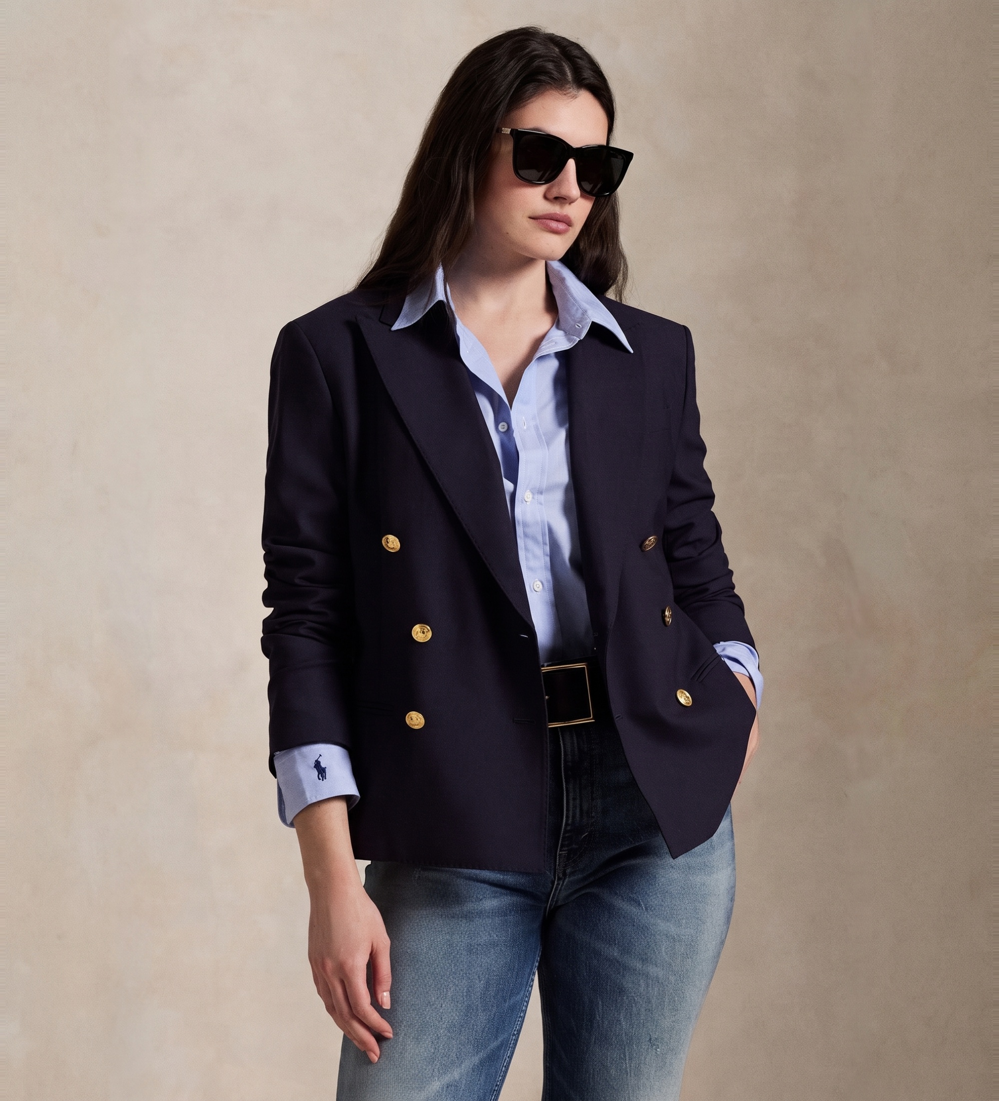 Polo Ralph Lauren für Damen. 211952571002 Blazer 2/74 marineblau (40), Lässig, Wolle
