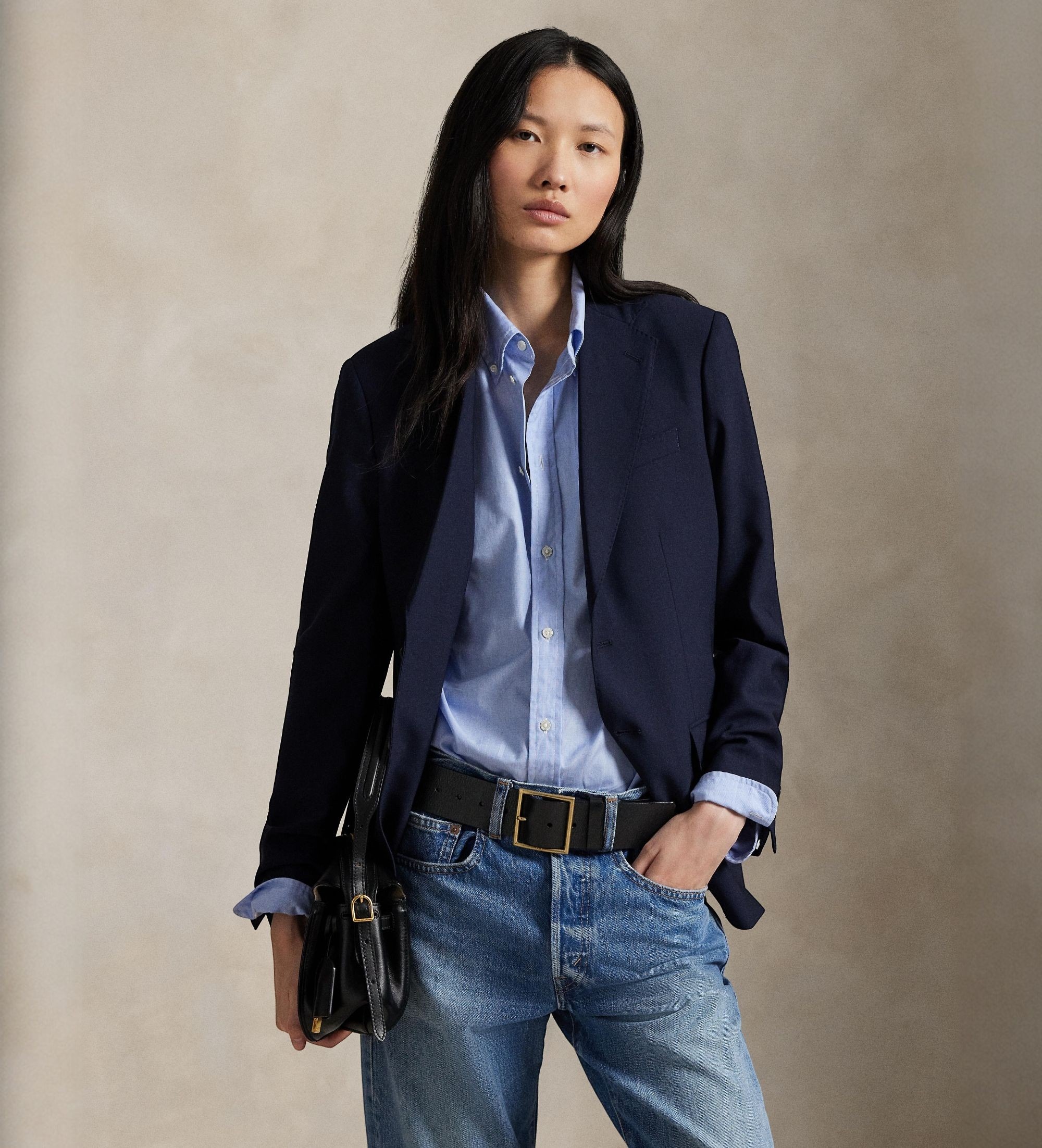 Polo Ralph Lauren für Damen. 211907268003 Blazer aus Woll-Elastan-Mischung in Marineblau (44), Lässig, Wolle, Klassisch