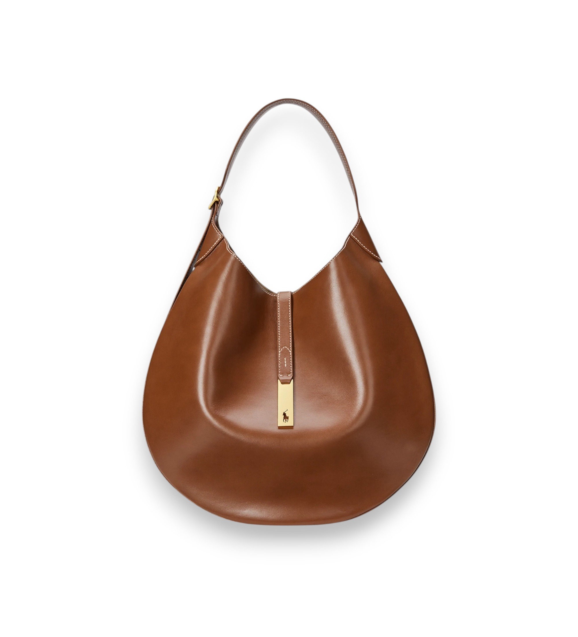 Polo Ralph Lauren für Damen. 428867518009 Große braune Leder-Schultertasche Polo ID (OSFA), Lässig