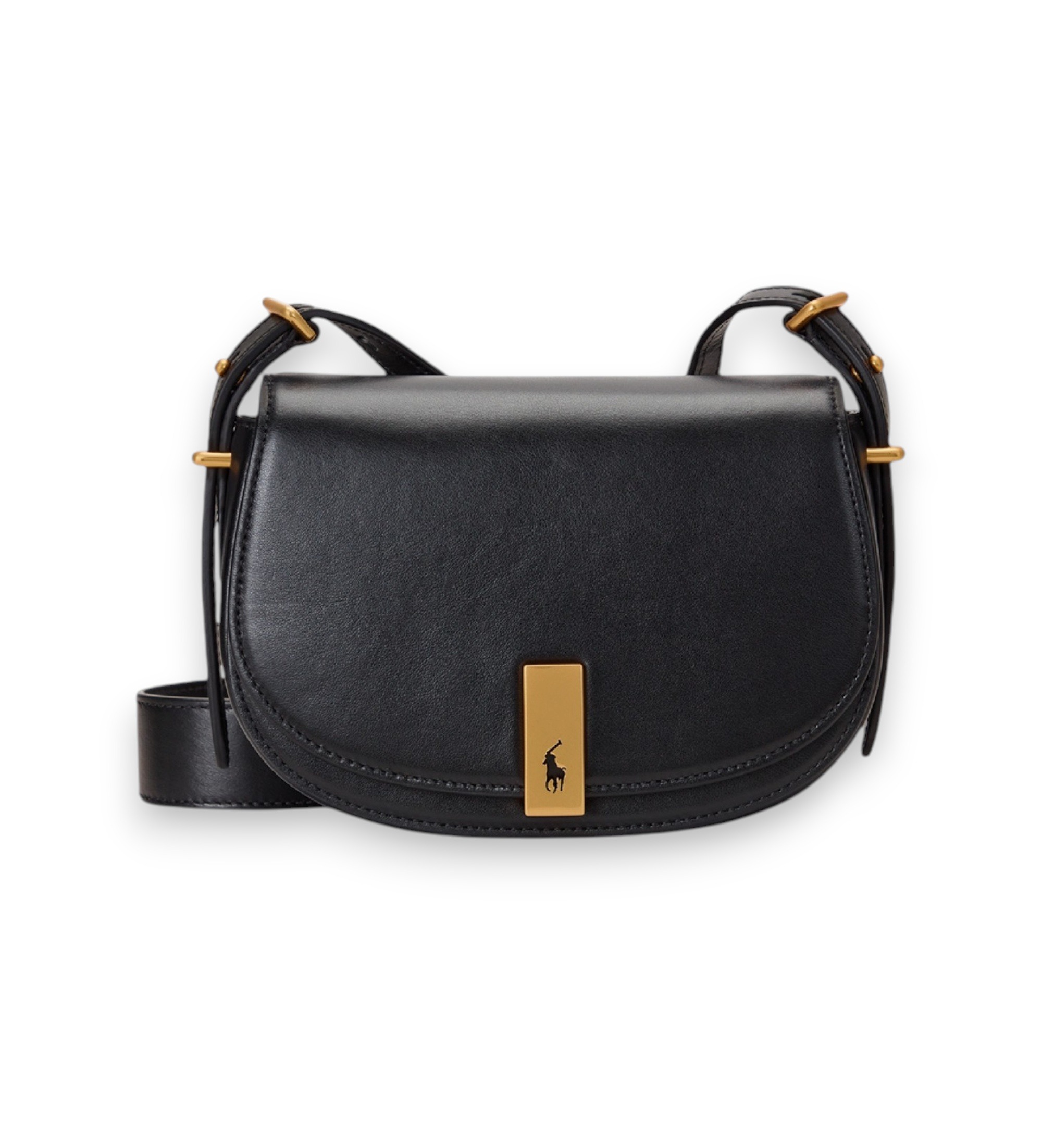 Polo Ralph Lauren für Damen. 428891391001 Schwarze Saddle-Tasche aus Leder (OSFA), Lässig