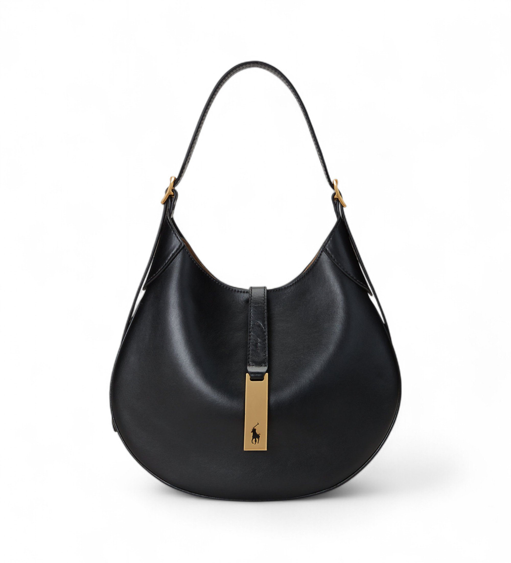 Polo Ralph Lauren für Damen. 428944017001 Polo ID Schultertasche aus Leder klein schwarz (OSFA), Lässig