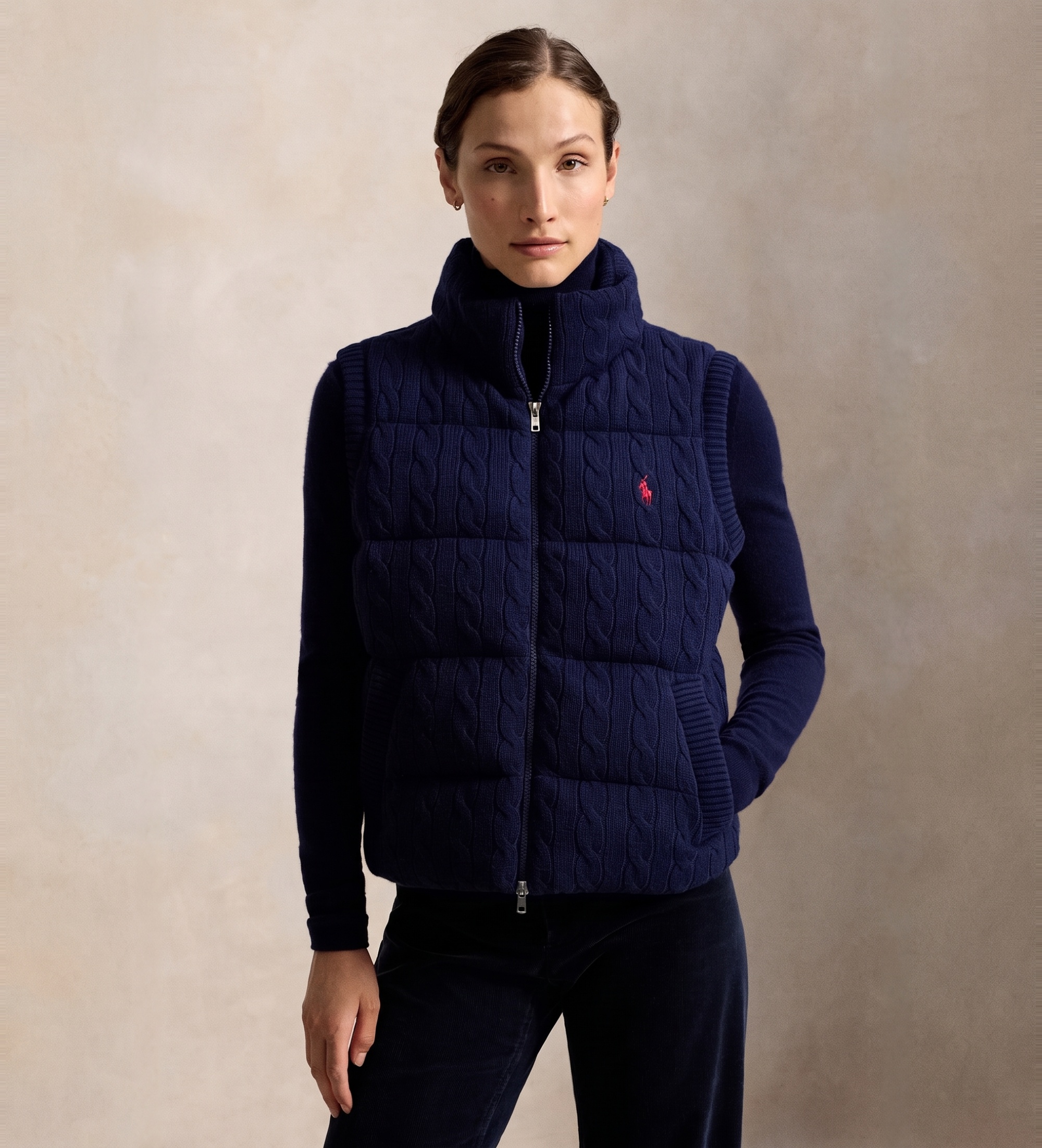 Polo Ralph Lauren für Damen. 211B29132002 Weste aus Wolle und Kaschmir in Marineblau (XL), Lässig