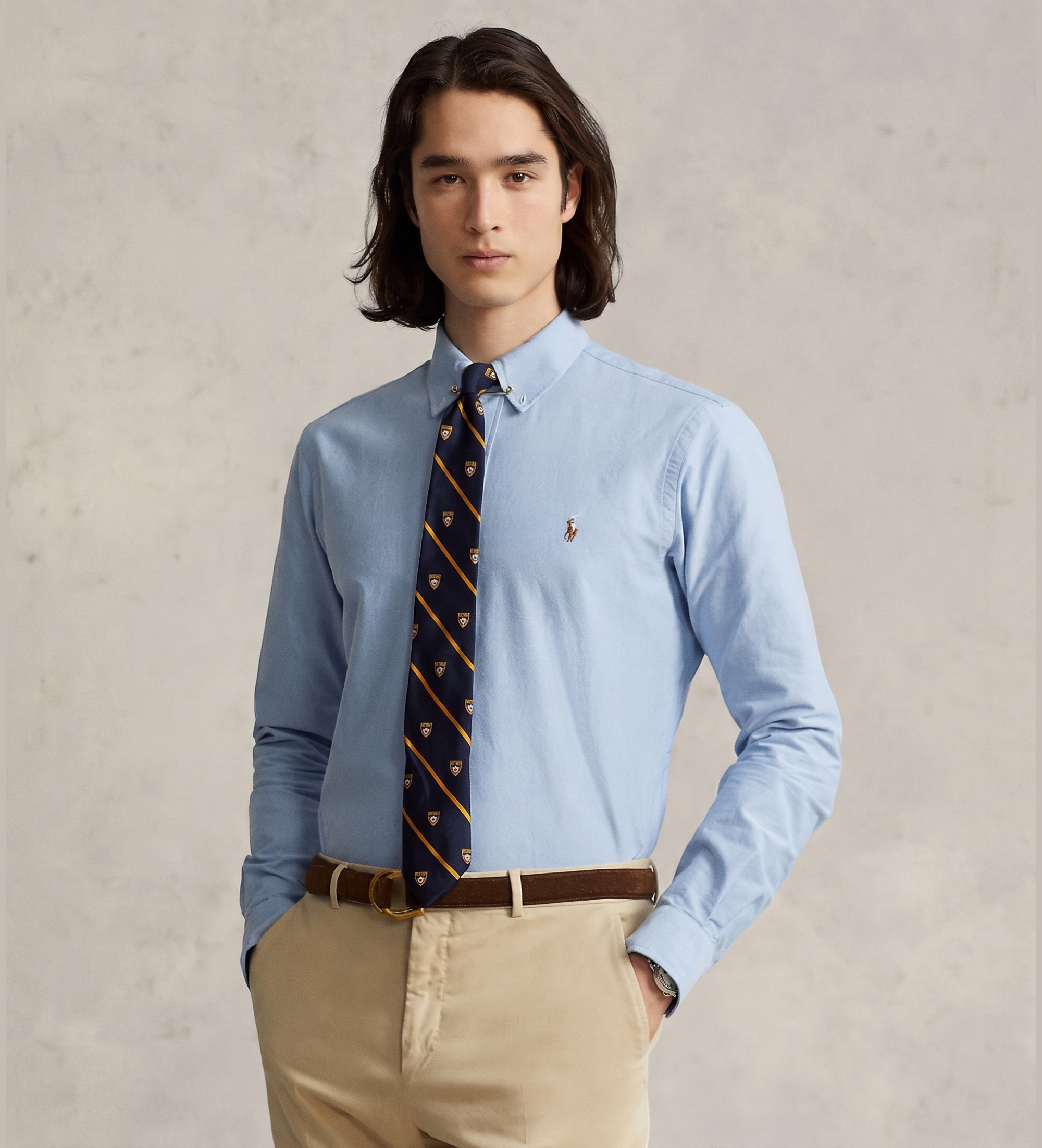 Polo Ralph Lauren für Herren. 710792041002 Custom Fit Oxford Hemd blau (XL), Lässig, Baumwolle, Langarm