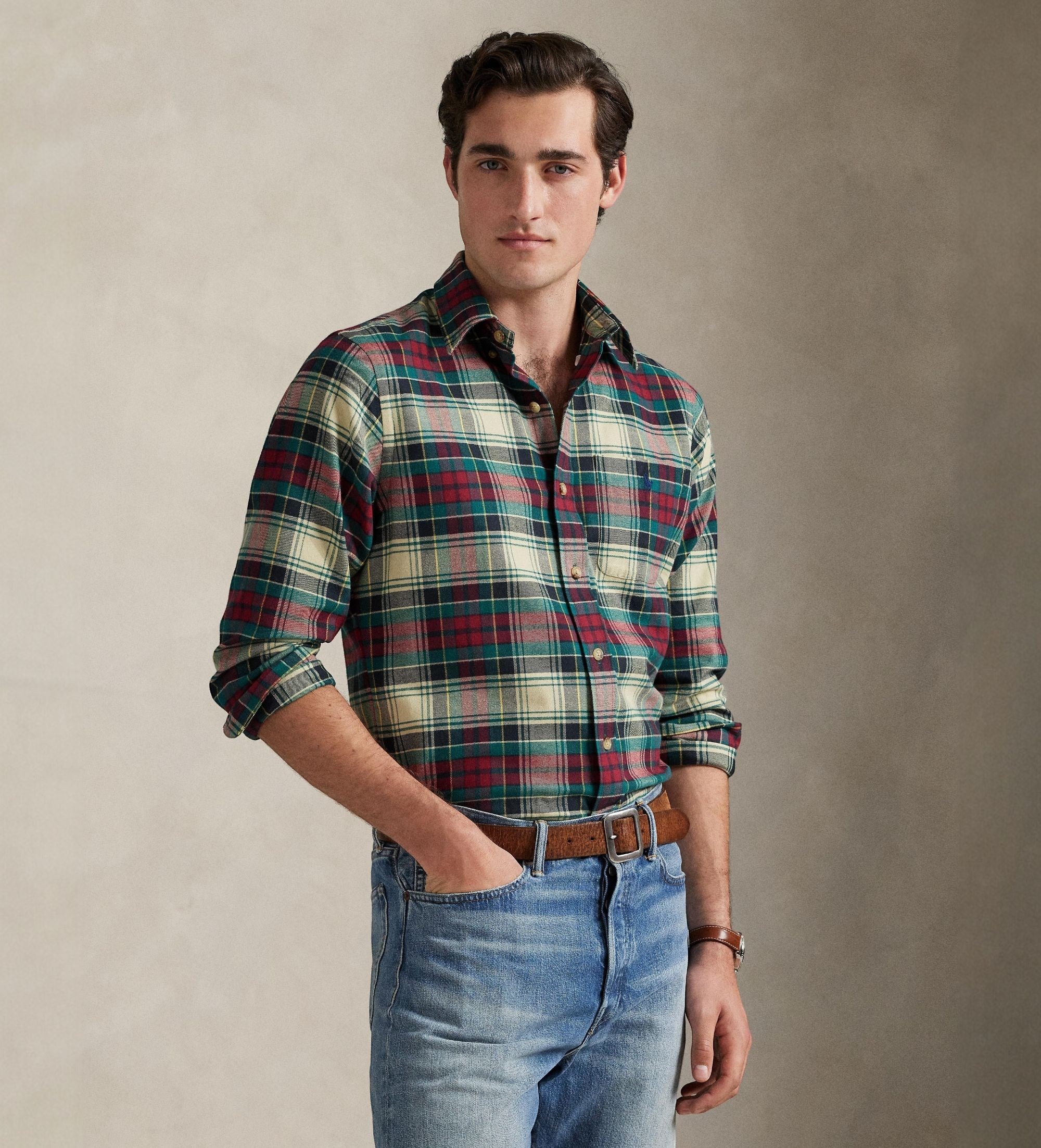 Polo Ralph Lauren für Herren. 710P00663001 Custom Fit Kariertes Hemd mehrfarbig (S), Lässig, Baumwolle, Langarm