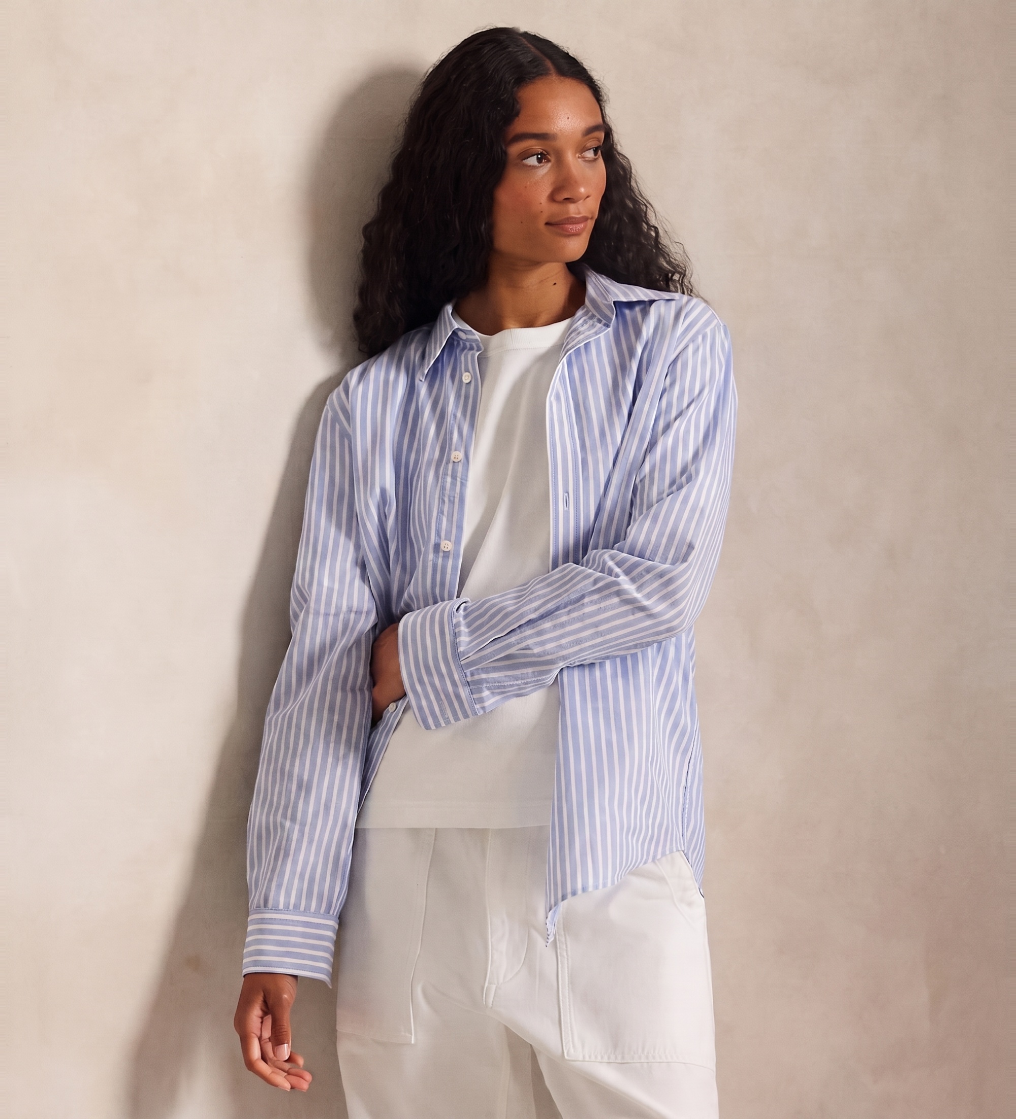 Polo Ralph Lauren für Damen. 211971514503 Hemd aus Baumwolle und Leinen Classic Fit blau (S), Lässig, Langarm