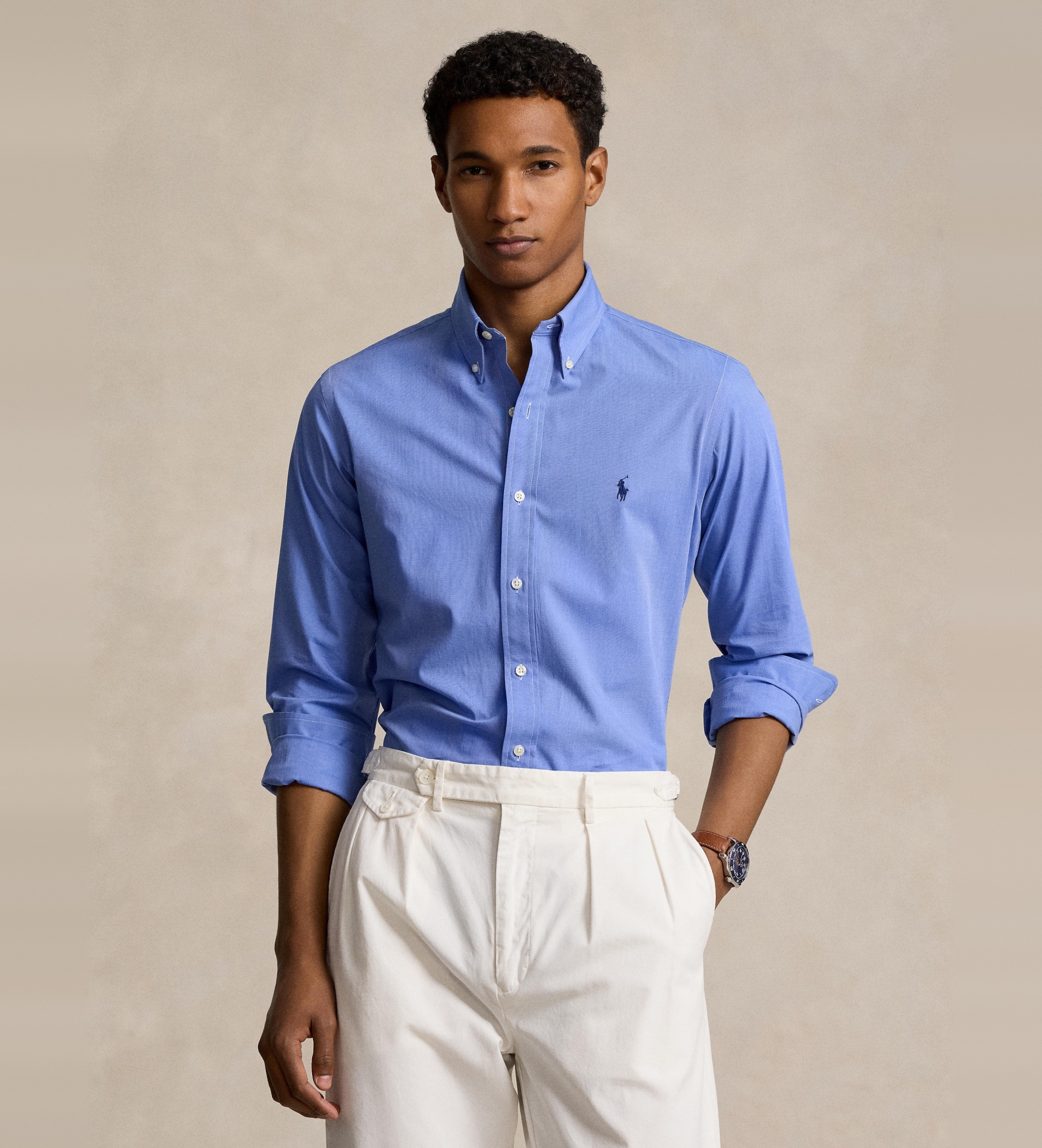 Polo Ralph Lauren für Herren. 710928255003 Custom Fit Hemd aus Stretch-Popeline blau (XS), Lässig, Baumwolle, Klassisch, Langarm
