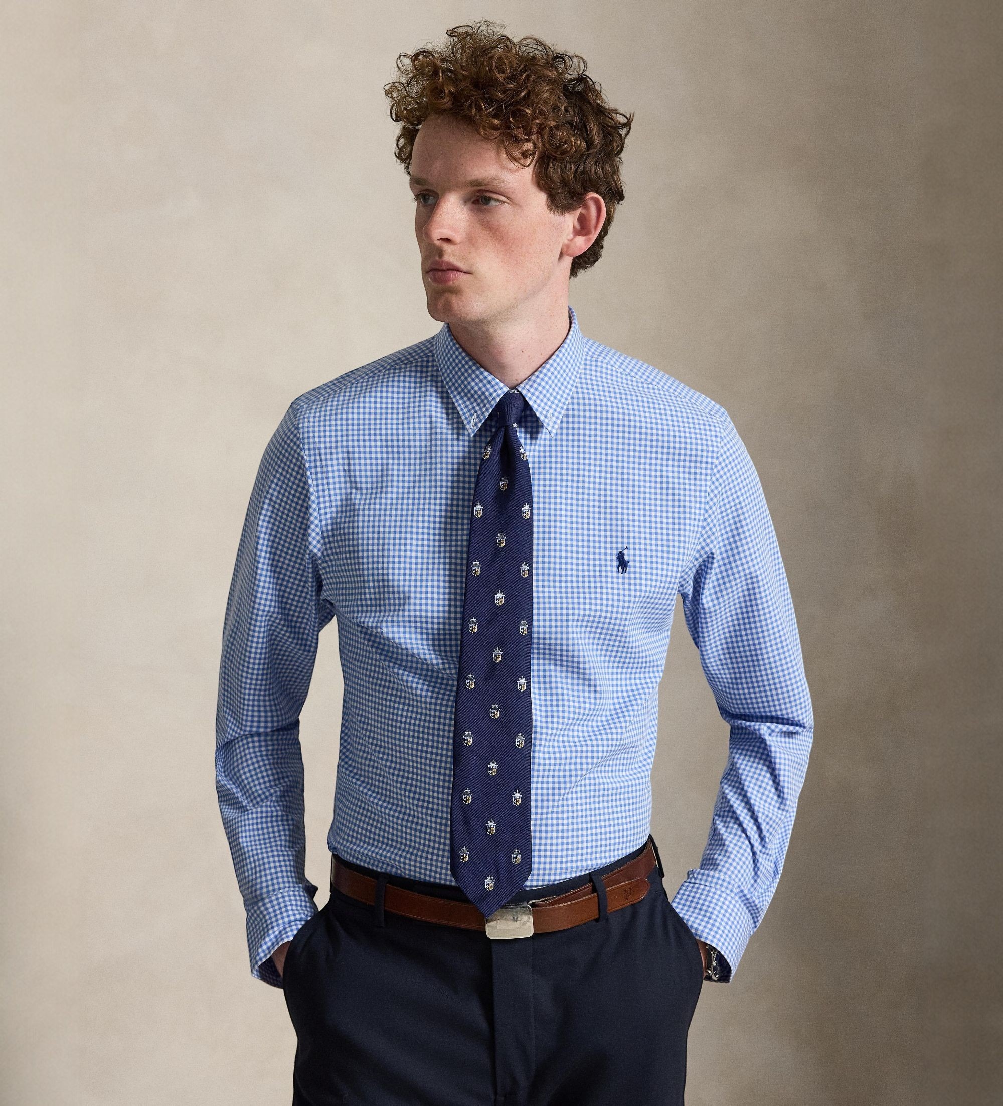 Polo Ralph Lauren für Herren. 710928254004 Schmal geschnittenes blaues Popeline-Hemd aus Stretch-Popeline (M), Lässig, Baumwolle, Klassisch,