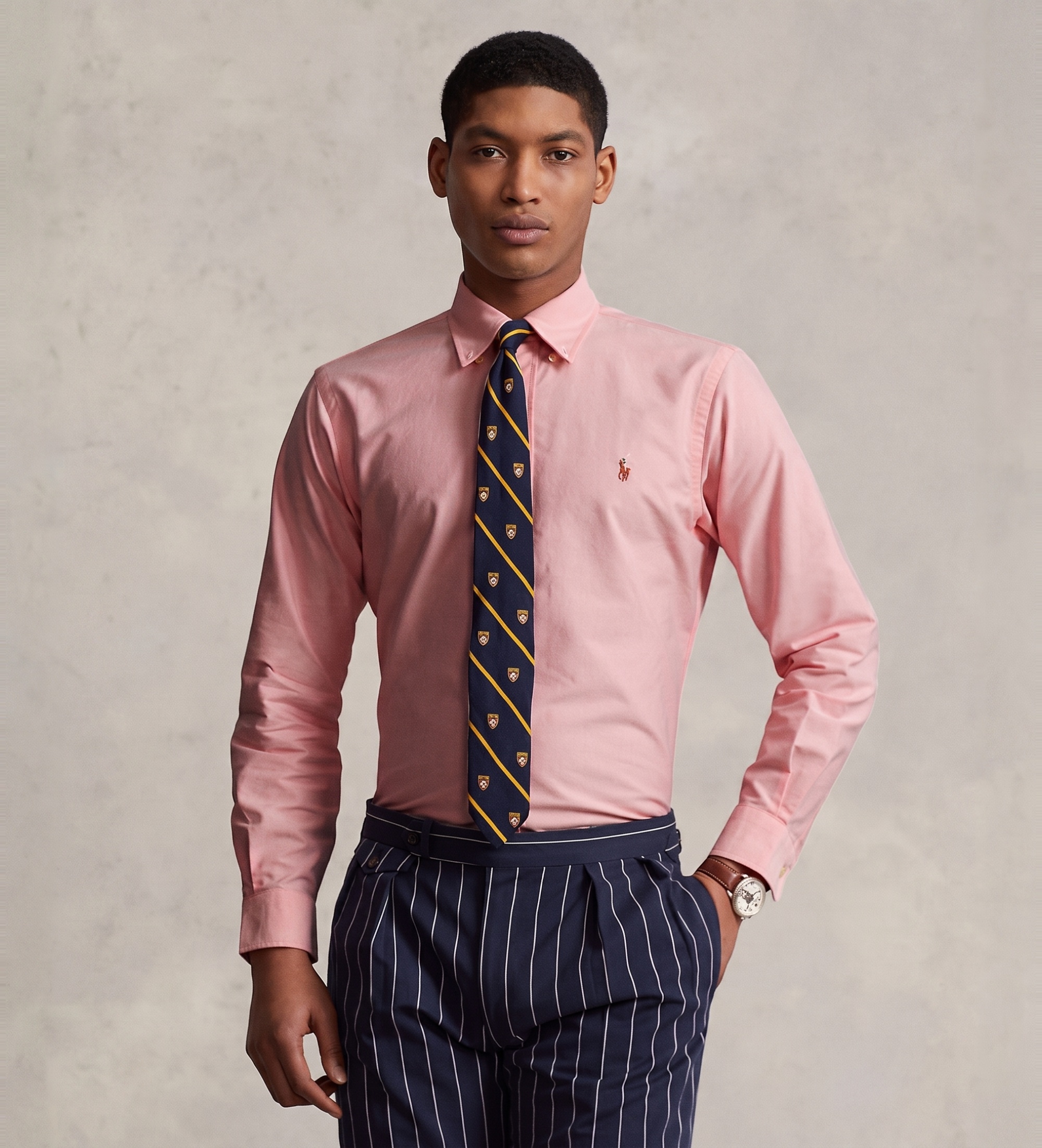 Polo Ralph Lauren für Herren. 710792041003 Custom Fit Oxford-Hemd rosa (M), Lässig, Party, Baumwolle, Klassisch, Langarm