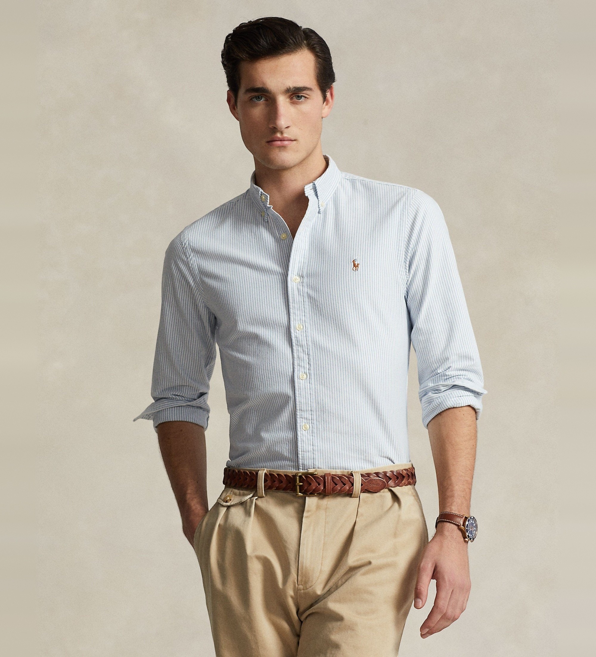 Polo Ralph Lauren für Herren. 710549084009 Slim Fit Oxford Hemd blau (XL), Lässig, Baumwolle, Langarm