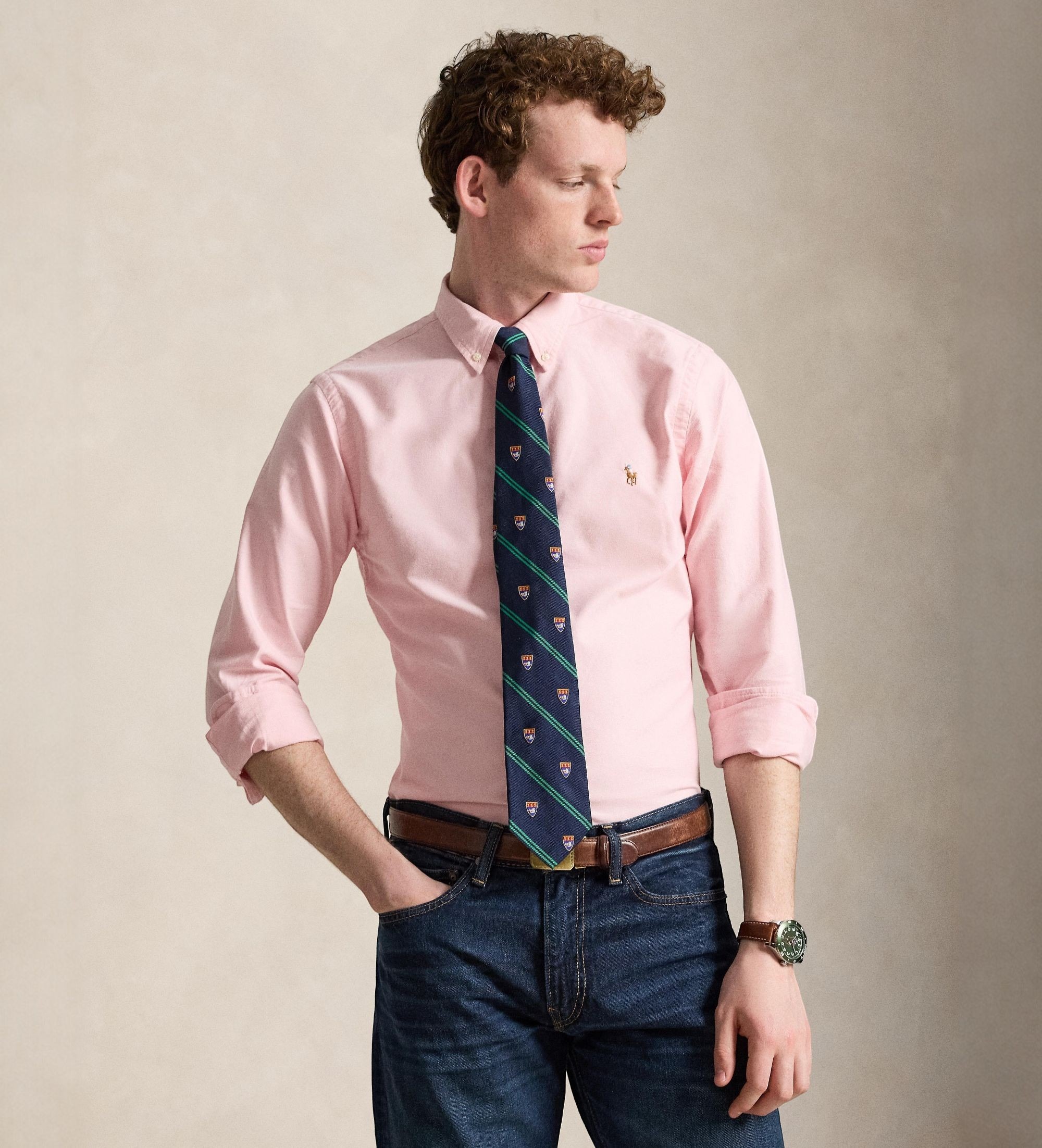 Polo Ralph Lauren für Herren. 710549084008 Slim Fit Oxford Hemd rosa (S), Lässig, Baumwolle, Langarm