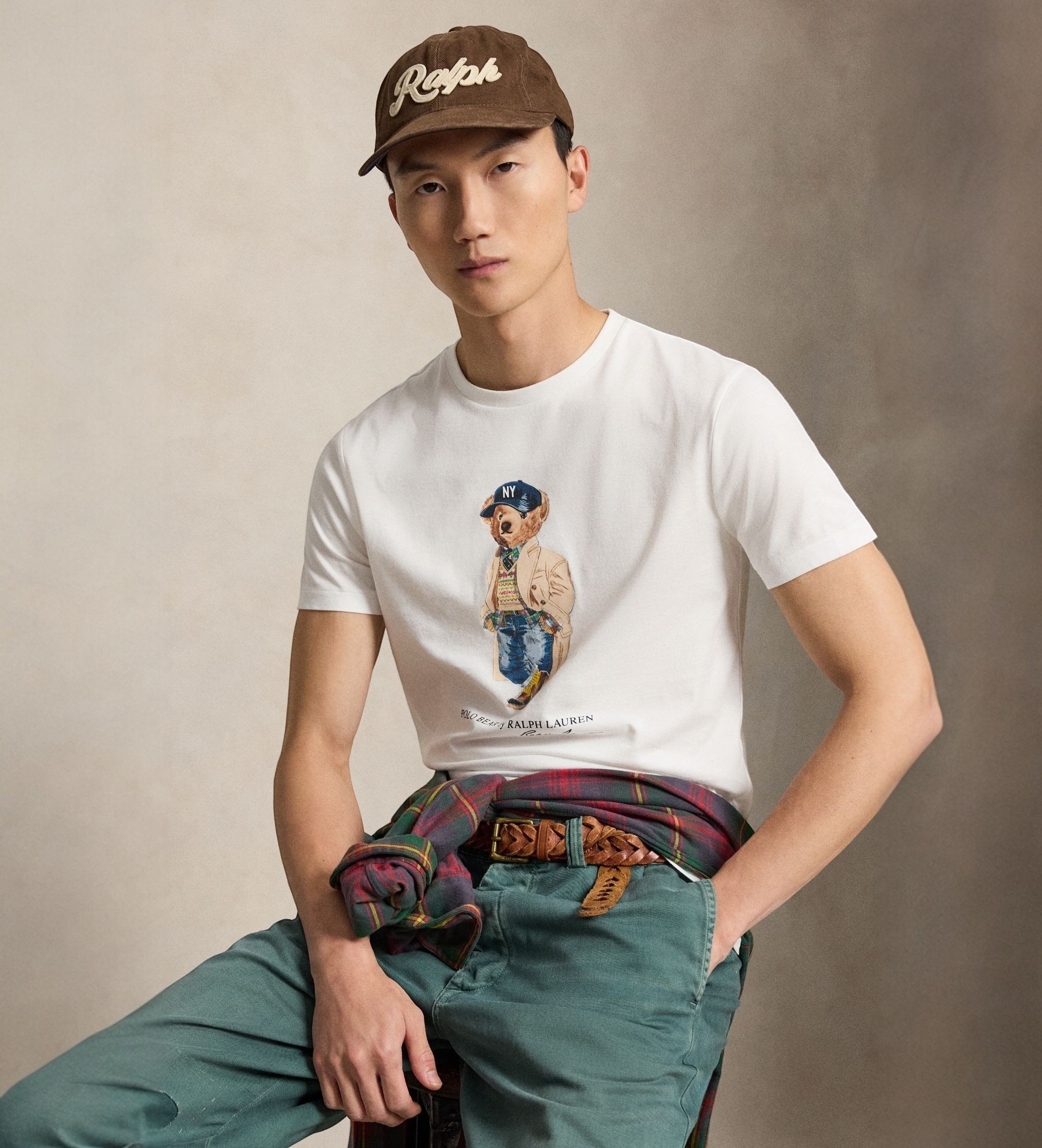 Polo Ralph Lauren für Herren. 710B30192001 Poloshirt mit Polo Bear Custom Slim Fit weiß (M), Lässig, Baumwolle, Kurzarm