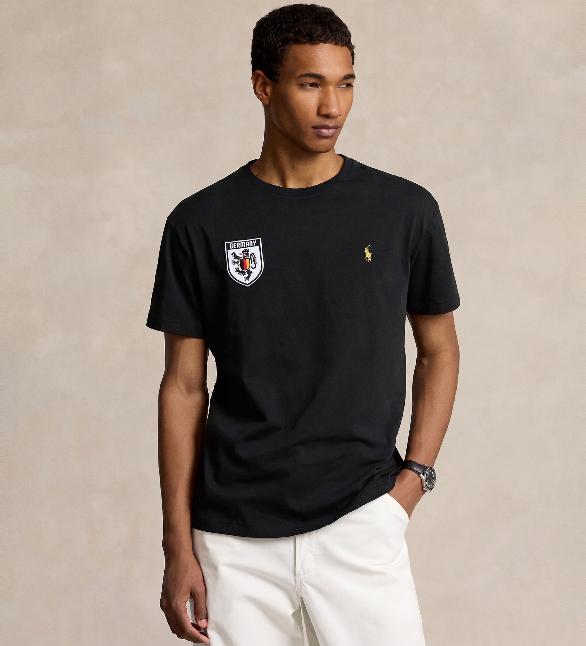 Polo Ralph Lauren für Herren. 710944678001 Classic Fit T-shirt Germany schwarz (L), Lässig, Baumwolle, Kurzarm