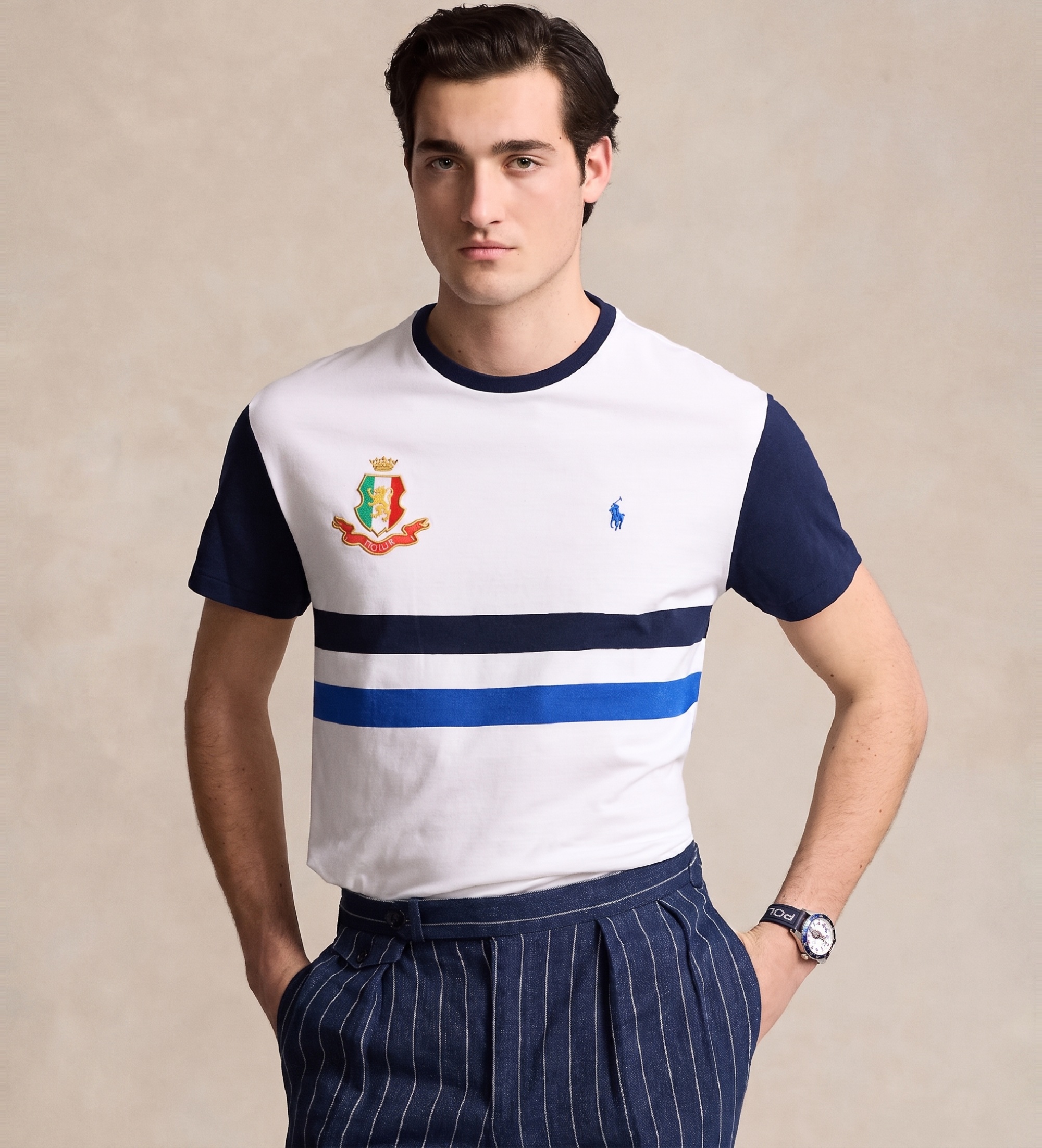 Polo Ralph Lauren für Herren. 710944676001 Klassisch geschnittenes Italien-T-Shirt weiß (S), Lässig, Baumwolle, Kurzarm