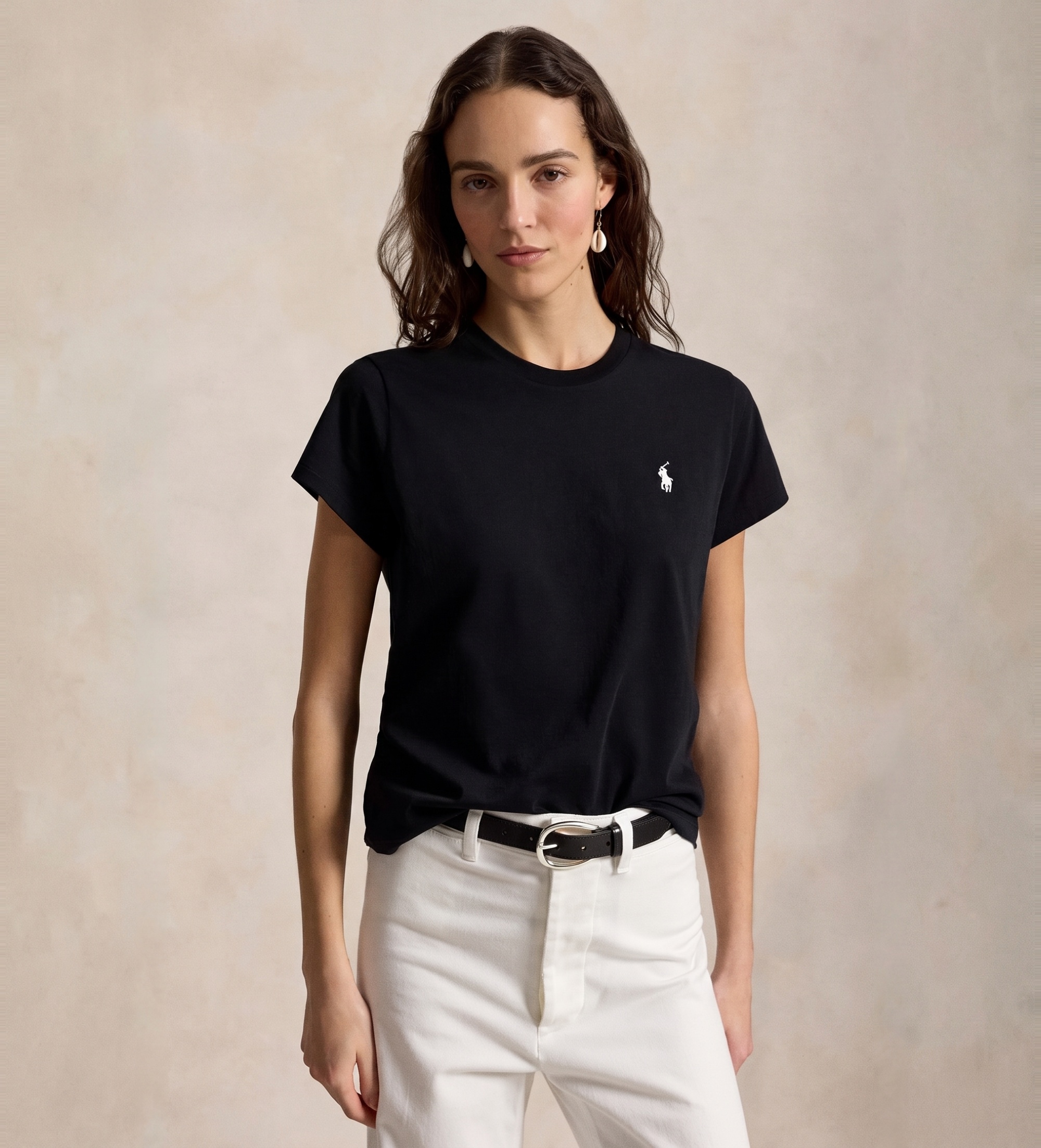 Polo Ralph Lauren für Damen. 211B14605033 Classic Fit T-shirt schwarz (XL), Lässig, Baumwolle, Kurzarm