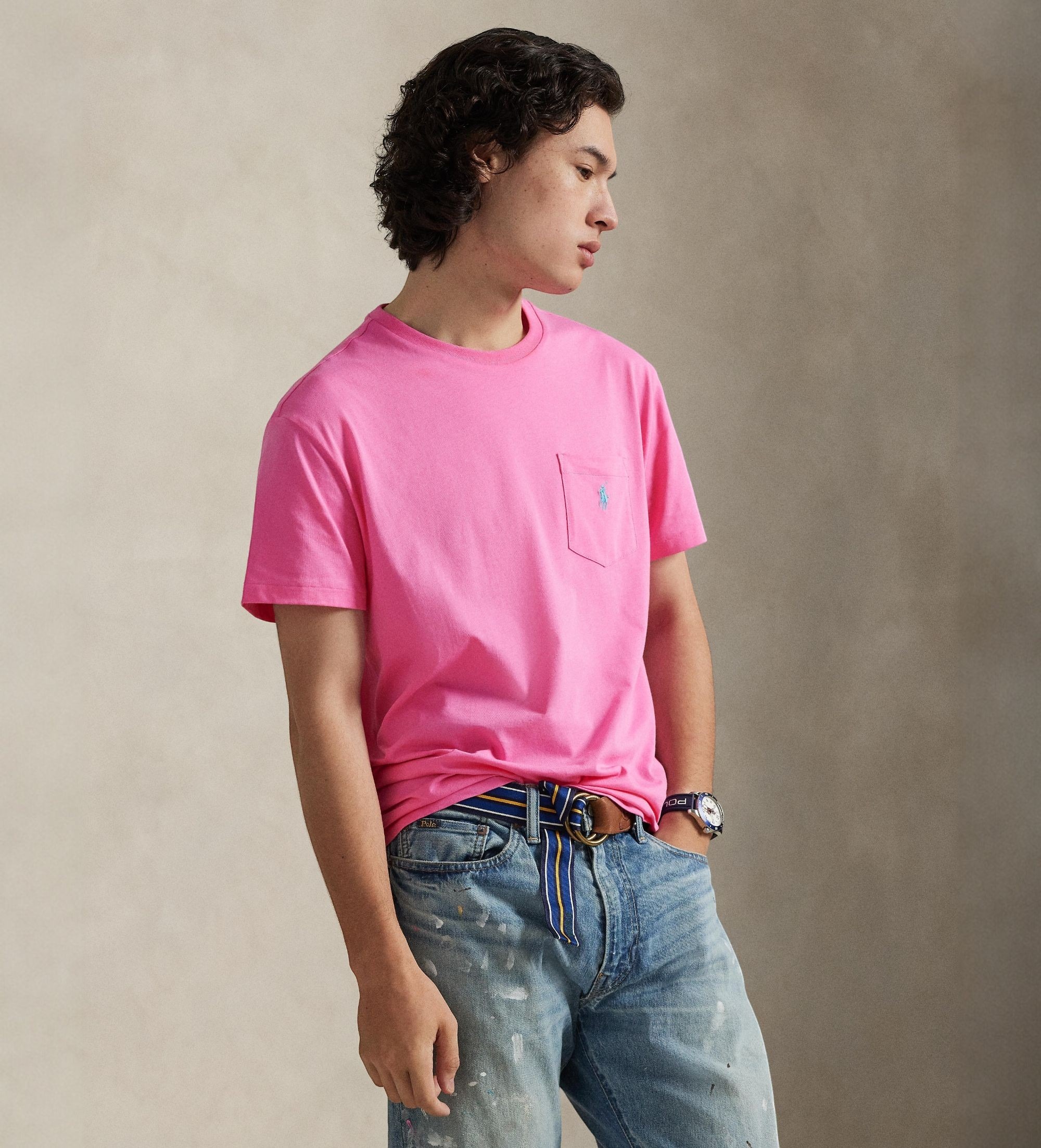 Polo Ralph Lauren für Herren. 710671438511 Custom Slim Fit Strick-T-Shirt rosa (S), Lässig, Baumwolle, Kurzarm