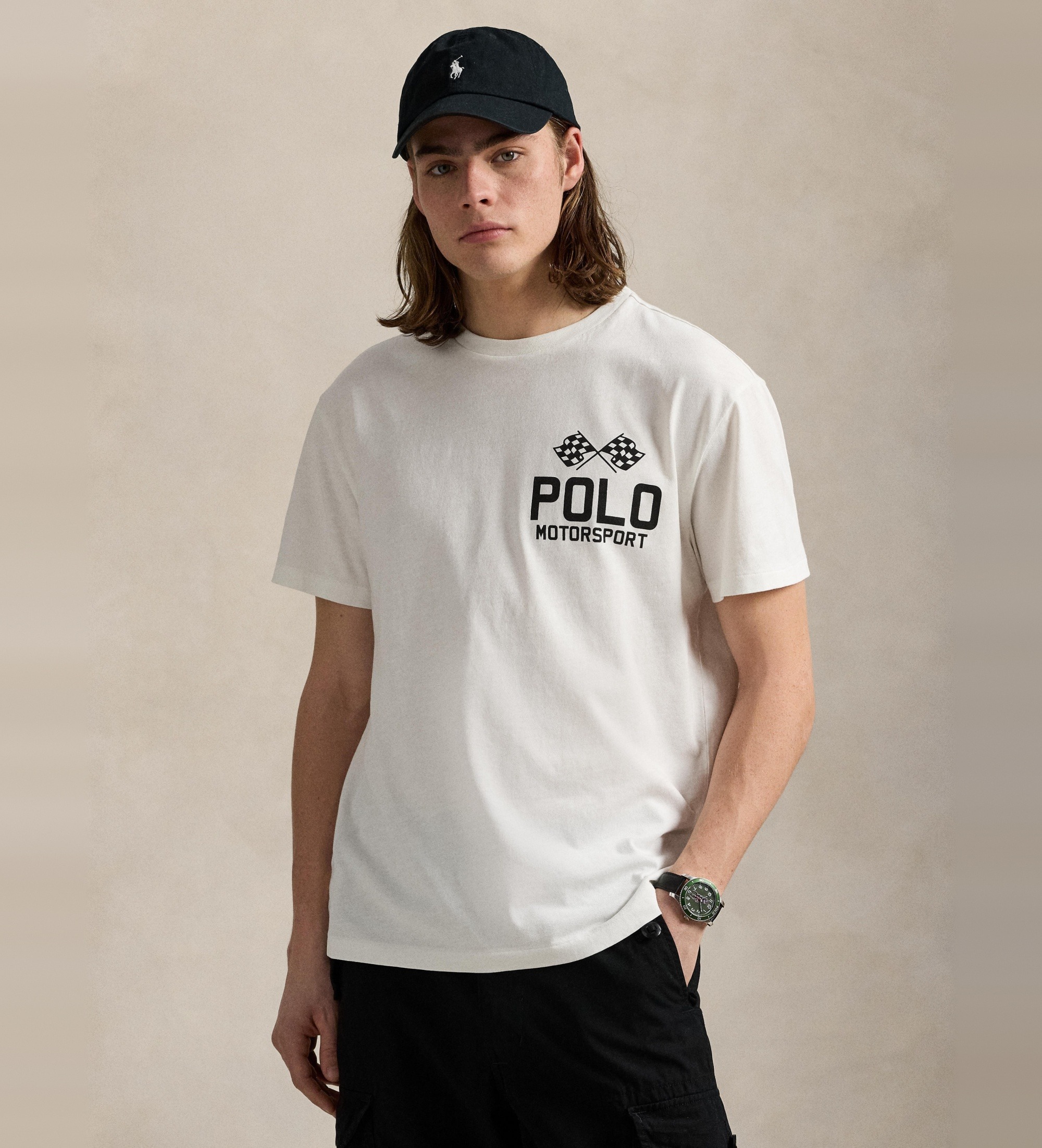 Polo Ralph Lauren für Herren. 710972611001 Classic Fit geflammtes Strick-T-Shirt weiß (M), Lässig, Baumwolle, Kurzarm