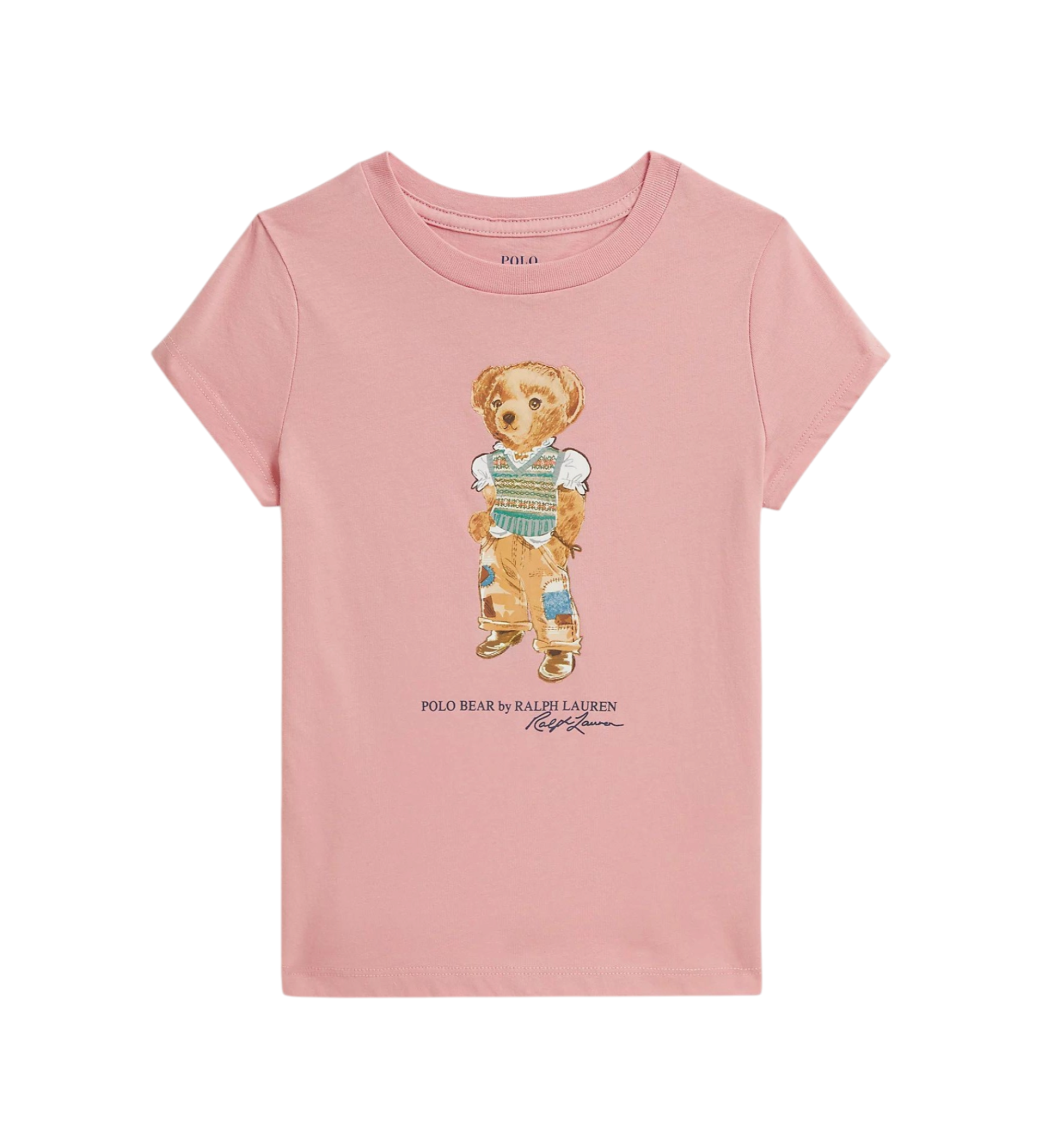 Polo Ralph Lauren für Mädchen. 312B20033001 Jersey-Strick-T-Shirt mit rosa Polo-Bär (5años=109/116cm), Lässig, Baumwolle, Kurzarm, Kinderbek