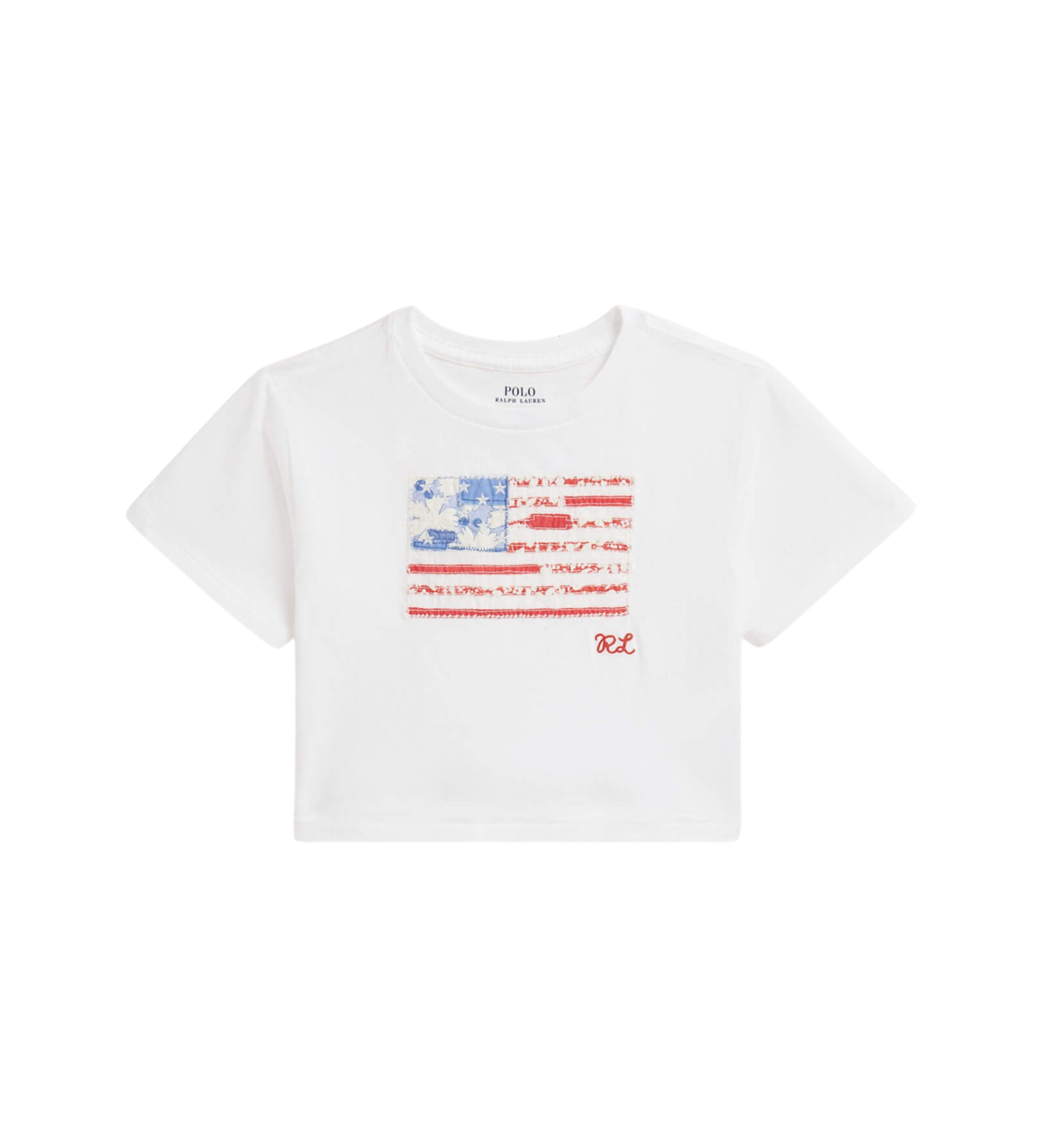 Polo Ralph Lauren für Mädchen. 312A11751001 Floral Flag T-shirt weiß (5años= 109/116cm), Lässig, Baumwolle, Kurzarm, Kinderbekleidung