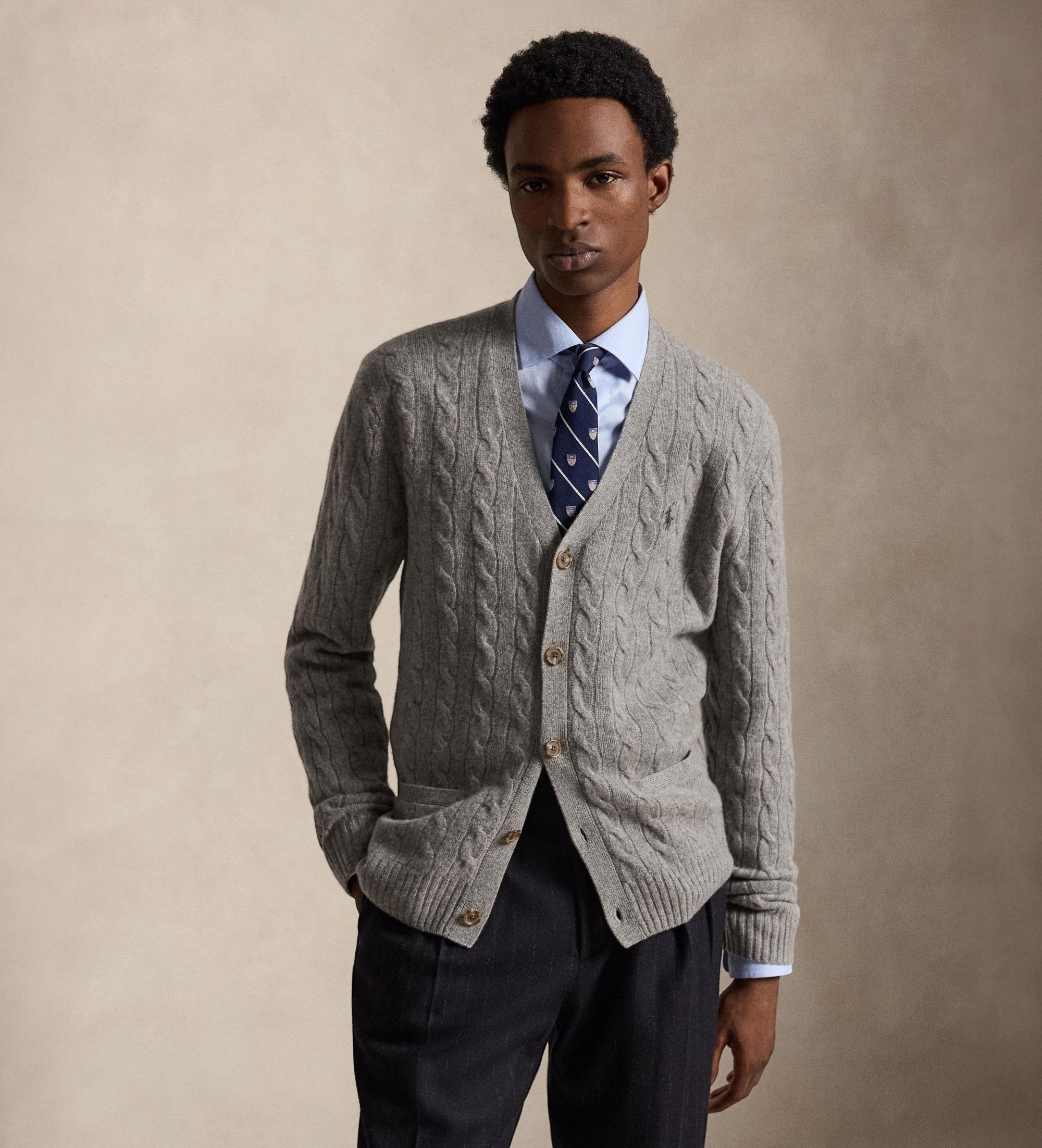 Polo Ralph Lauren für Herren. 710B22611003 Cardigan aus Wolle und Kaschmir in Grau (M), Lässig