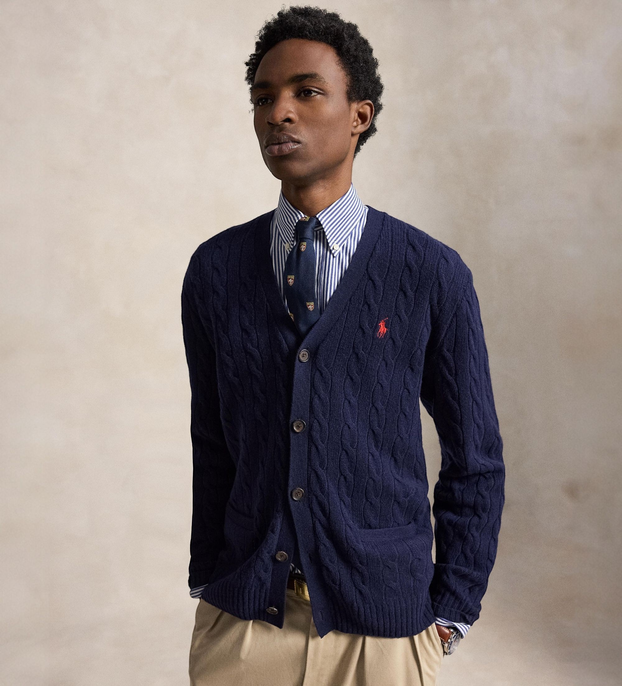 Polo Ralph Lauren für Herren. 710B22611002 Marineblauer Cardigan aus Wolle und Kaschmir (L), Lässig