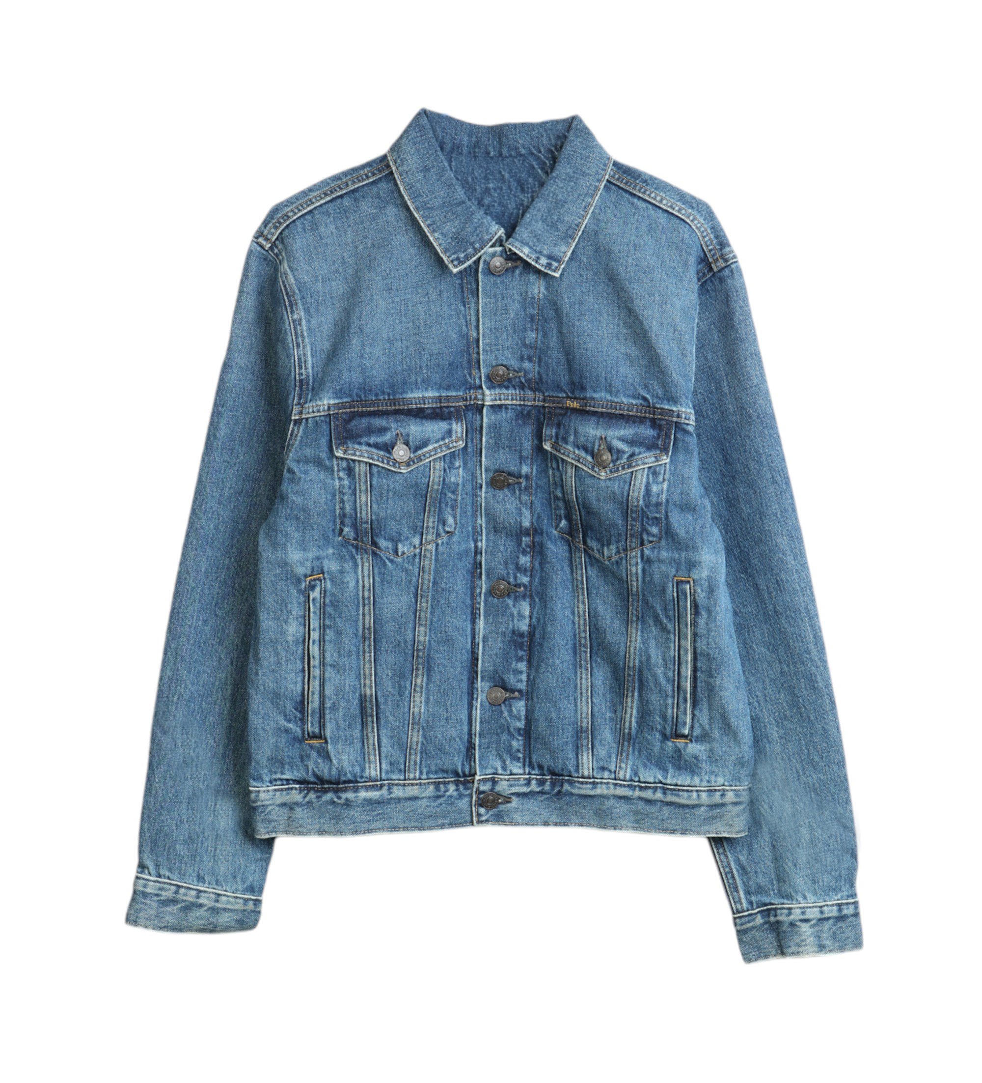 Polo Ralph Lauren für Herren. 710925953001 Blaue Jeansjacke mit Flagge (M), Lässig, Denim