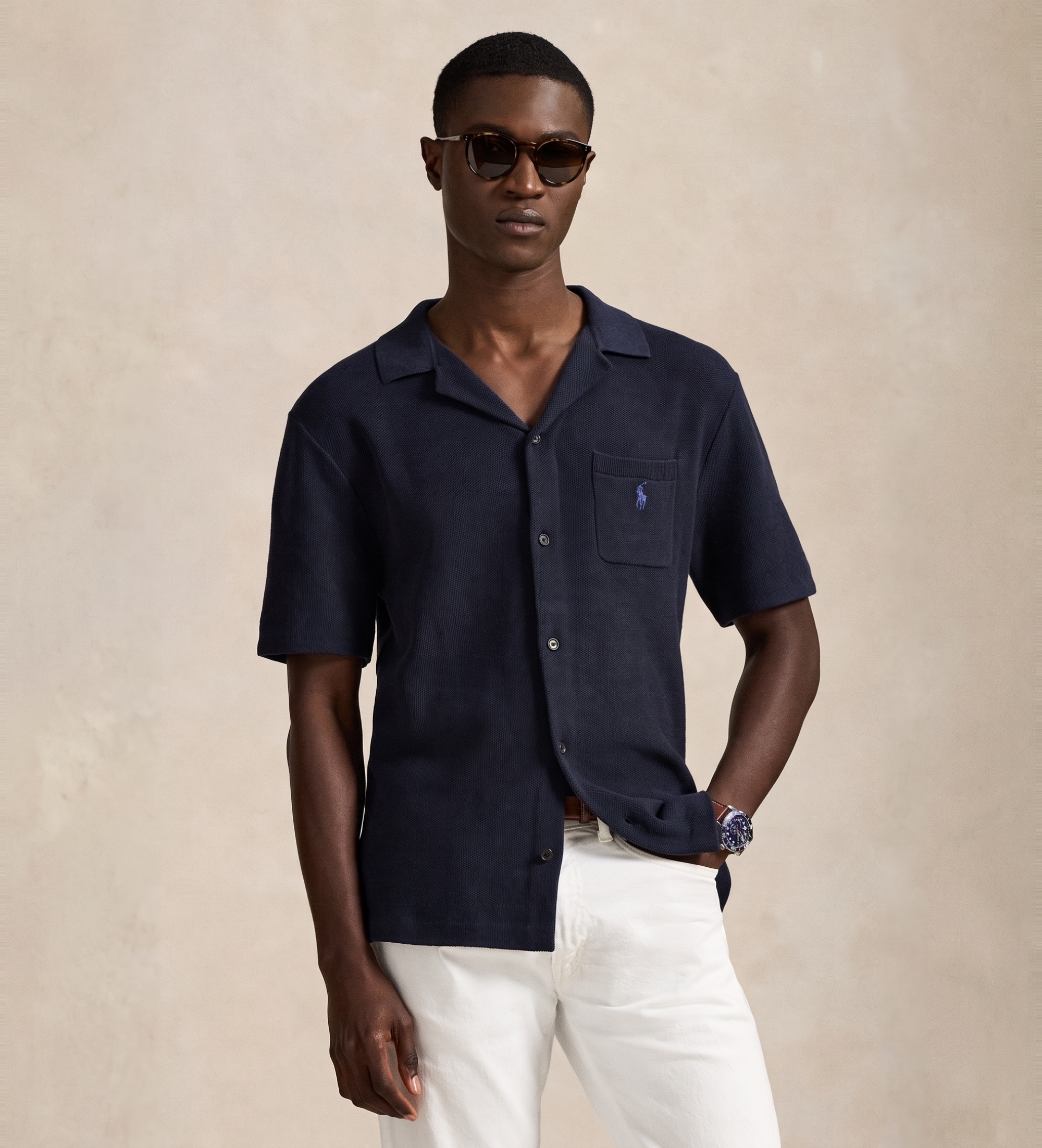 Polo Ralph Lauren für Herren. 710P04442001 Hemd Summer marineblau (M), Lässig, Baumwolle, Kurzarm