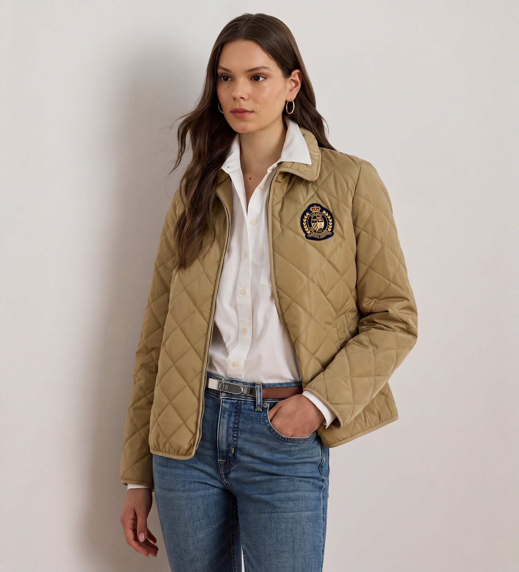 Lauren Ralph Lauren für Damen. 297979539002 Braune Steppjacke (M), Lässig, Polyester