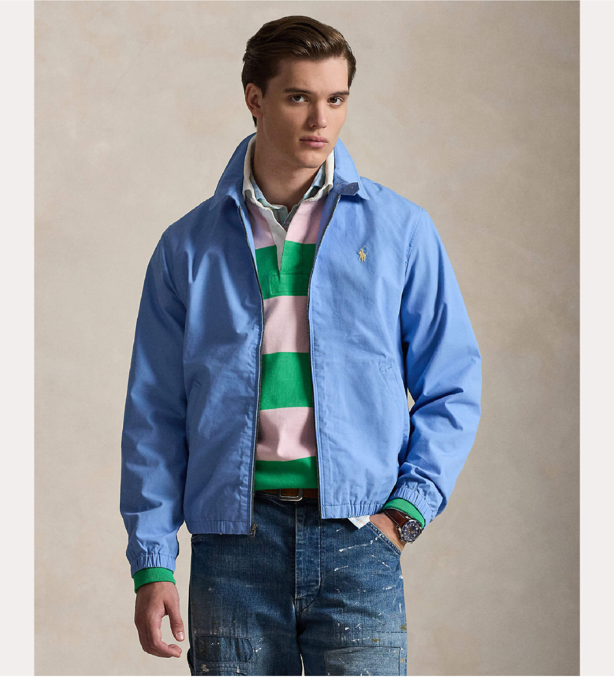 Polo Ralph Laurenvoor mannen. 710A12636004 Bayport jasje van blauwe popeline (S), Casual, Katoen
