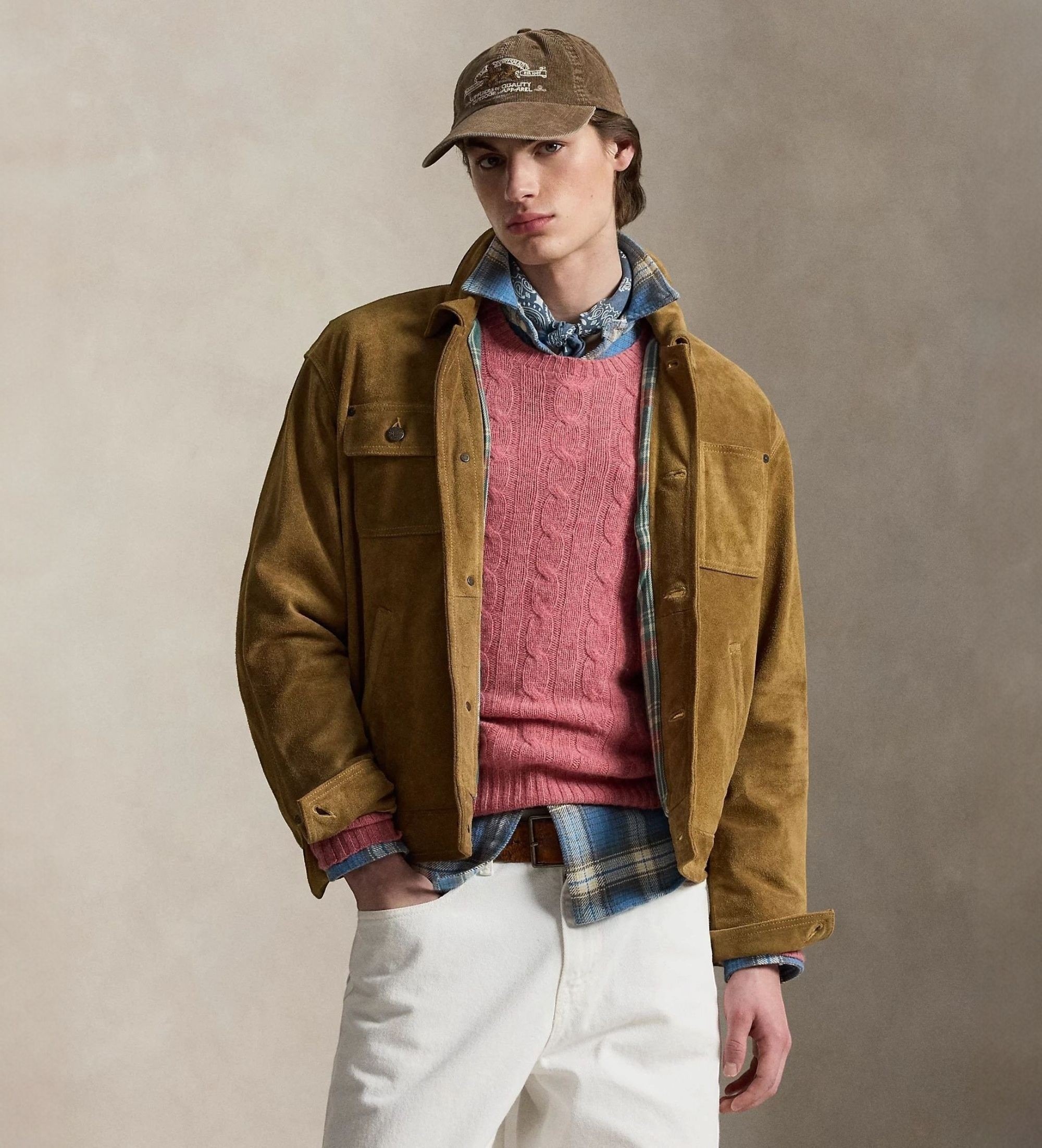 Polo Ralph Lauren für Herren. 710P03062001 Braune Wildlederjacke (M), Lässig