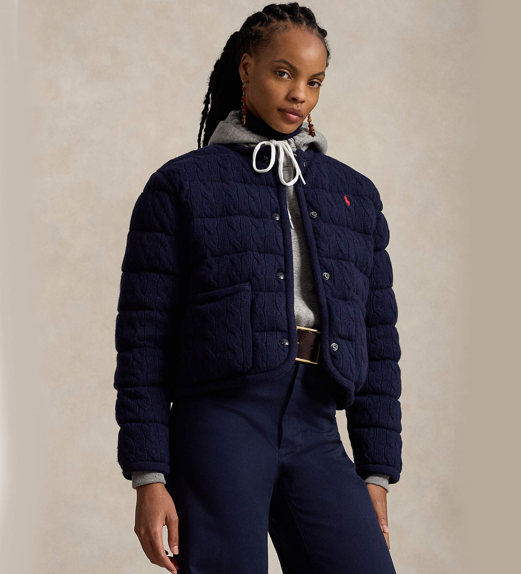 Polo Ralph Lauren für Damen. 211A10459002 Jacke aus Woll- und Kaschmirmischung mit Knöpfen, marineblau (M), Lässig, Wolle, Klassisch