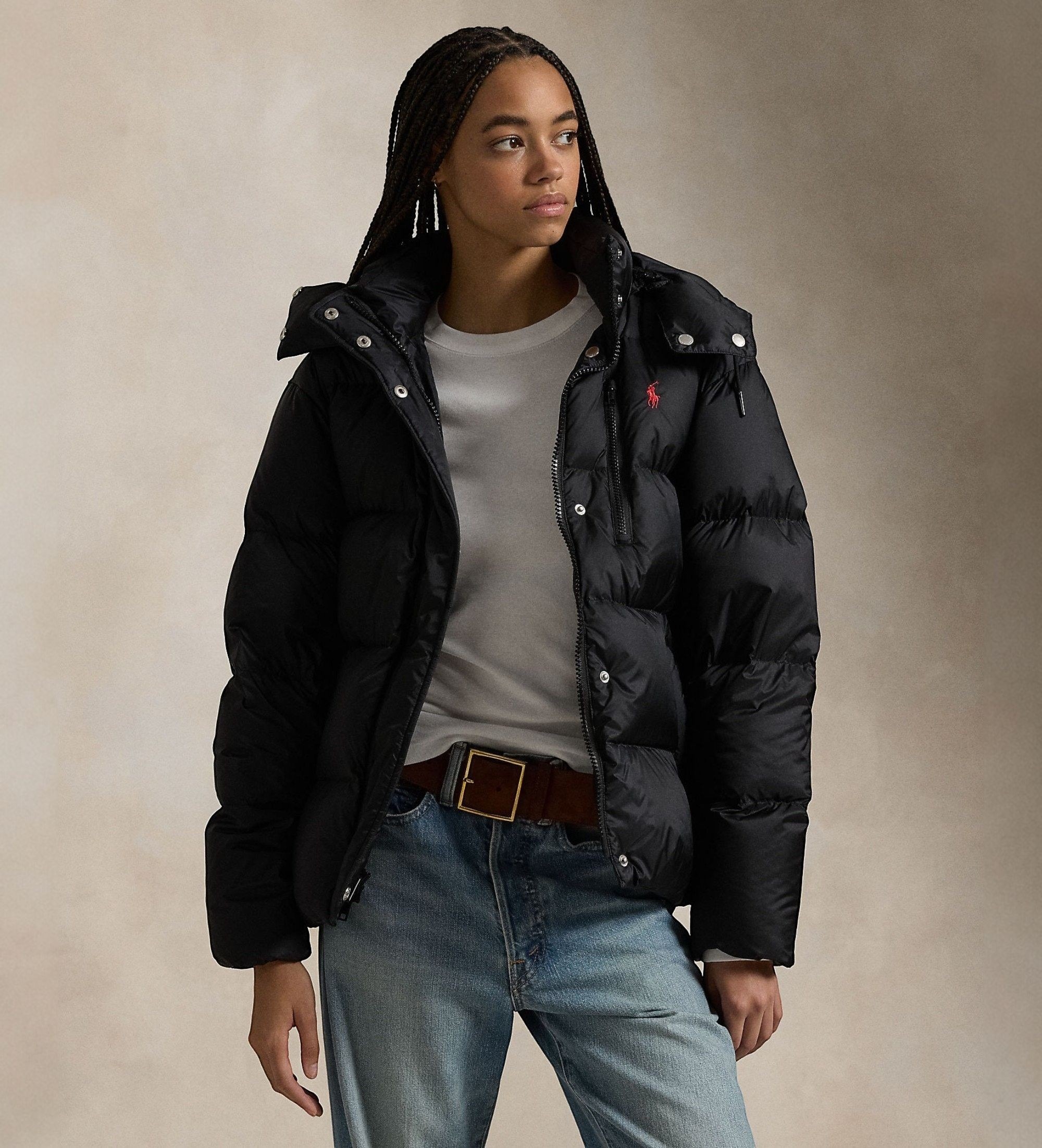 Polo Ralph Lauren für Damen. 211932183002 Wasserabweisende gesteppte Daunenjacke schwarz (M), Lässig, Nachhaltig, Recyceltes Nylon