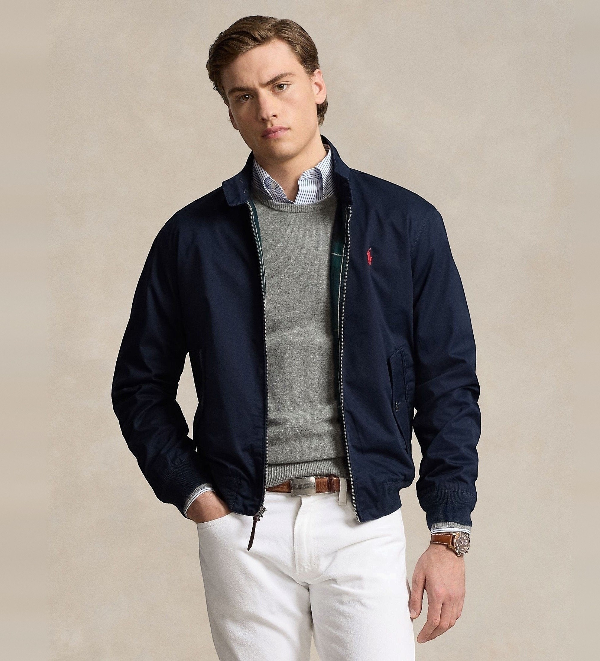 Polo Ralph Lauren für Herren. 710923261002 Bedford-Jacke aus marineblauem Twill (M), Lässig, Baumwolle, Langarm