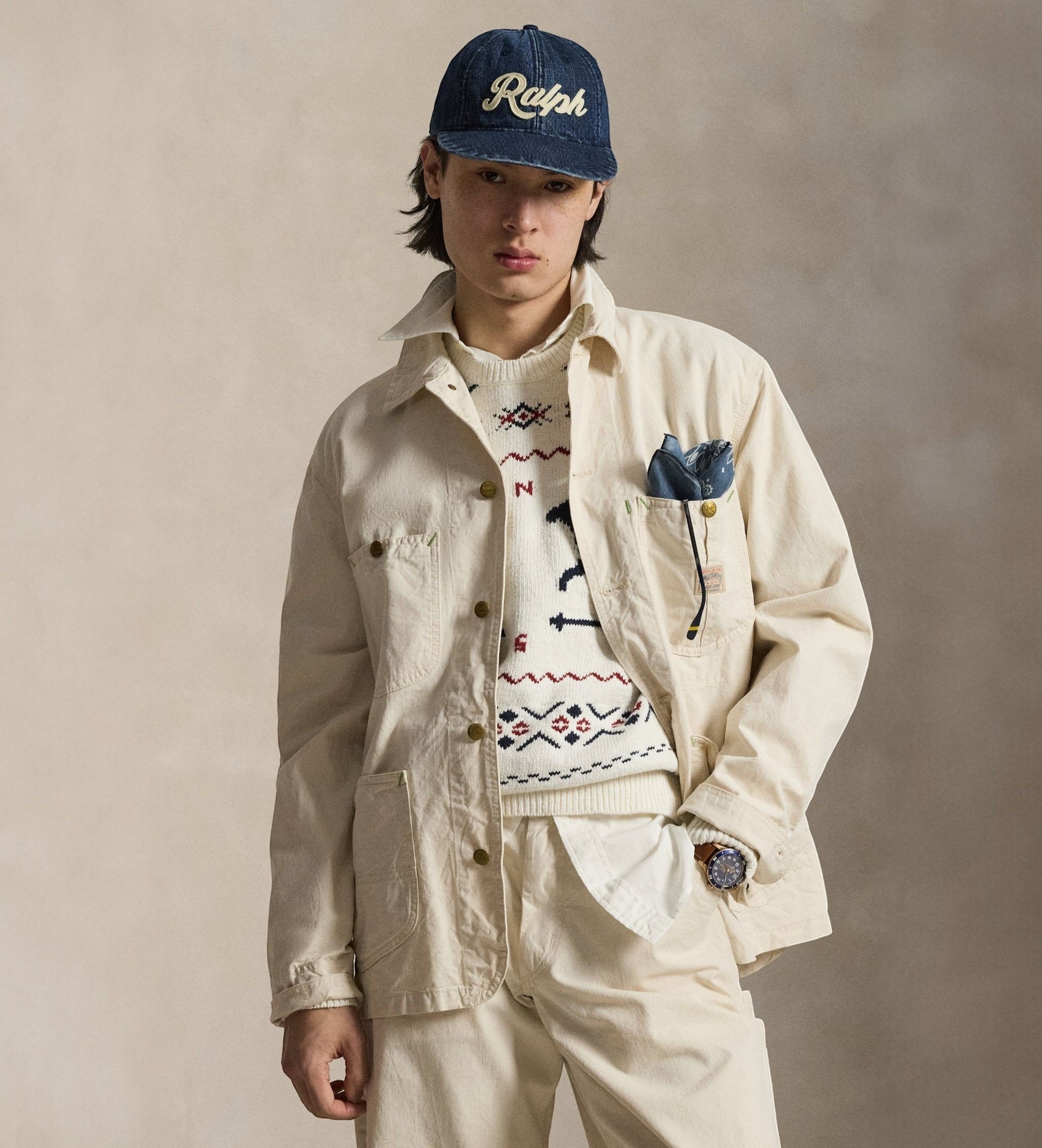 Polo Ralph Lauren für Herren. 710A13003001 Die Waldron Twill Utility Jacke beige (S), Lässig, Baumwolle
